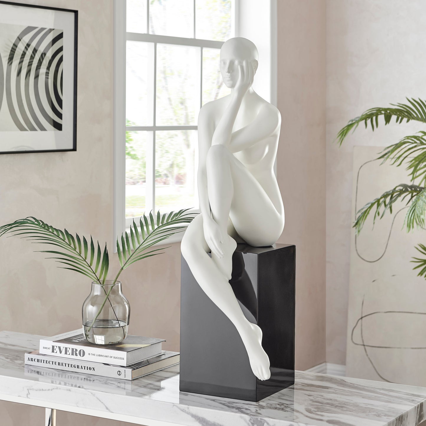 Antoinette Doll Sculpture // Matte White with Black Base - Disselt Designs