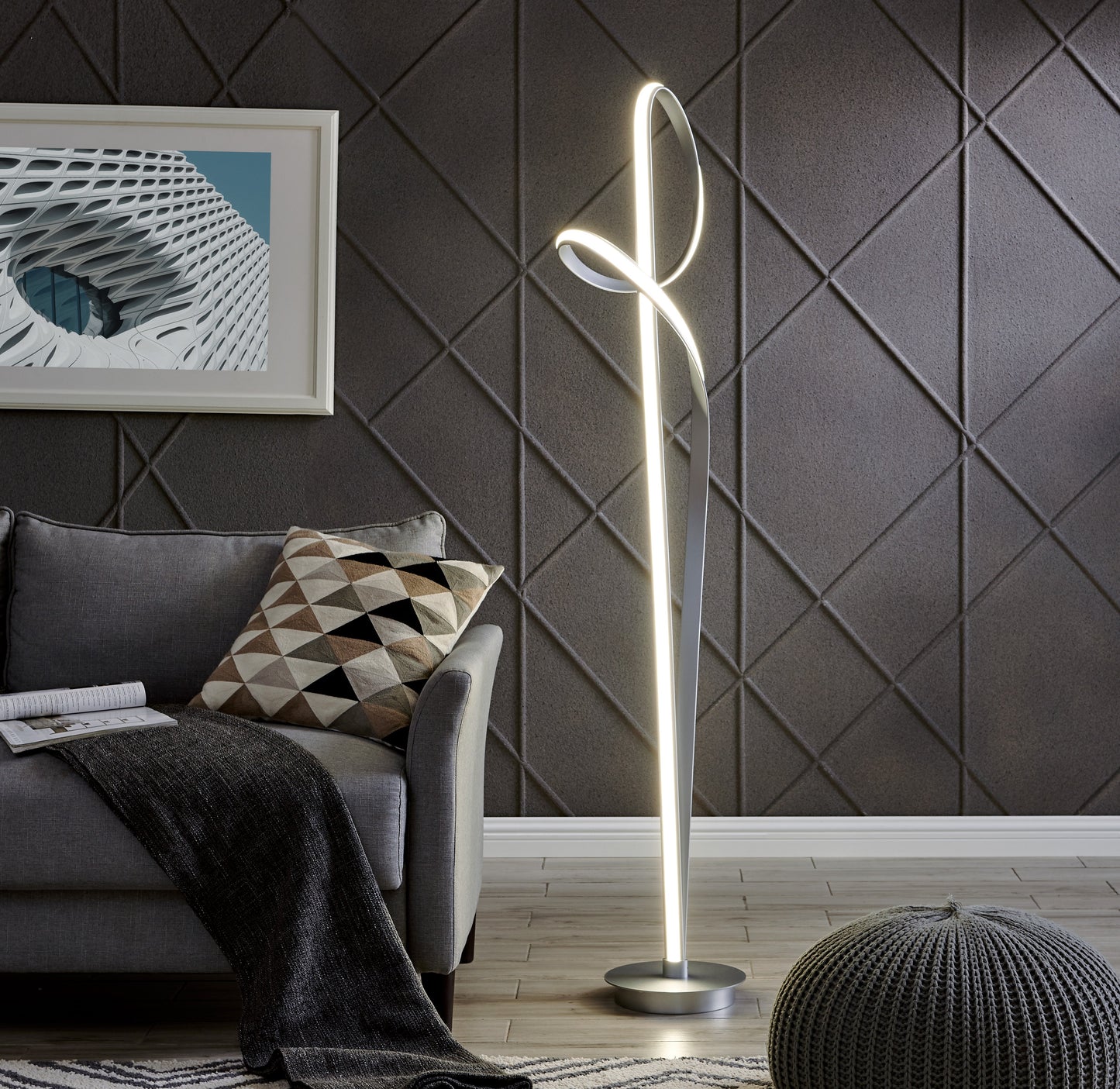 Budapest Dimmable LED 63" Tall Floor Lamp // Silver - Disselt Designs