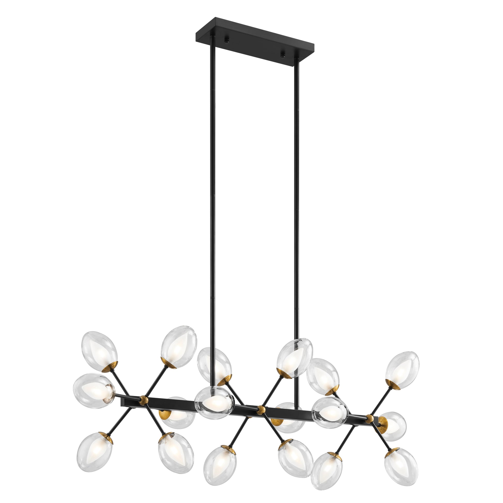 Nodus Crystal Rectangular 18 Lights Chandelier // Black - Disselt Designs