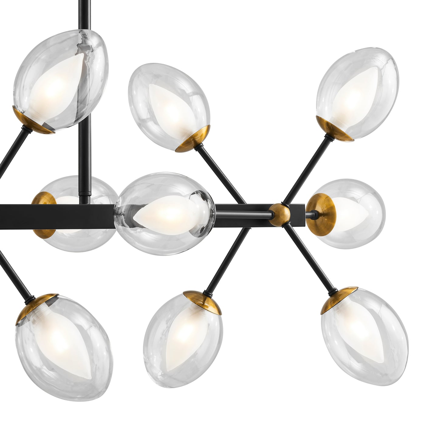 Nodus Crystal Rectangular 18 Lights Chandelier // Black - Disselt Designs