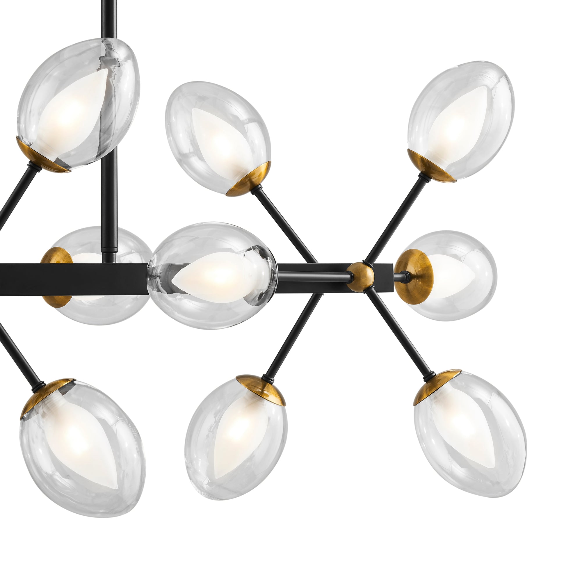 Nodus Crystal Rectangular 18 Lights Chandelier // Black - Disselt Designs