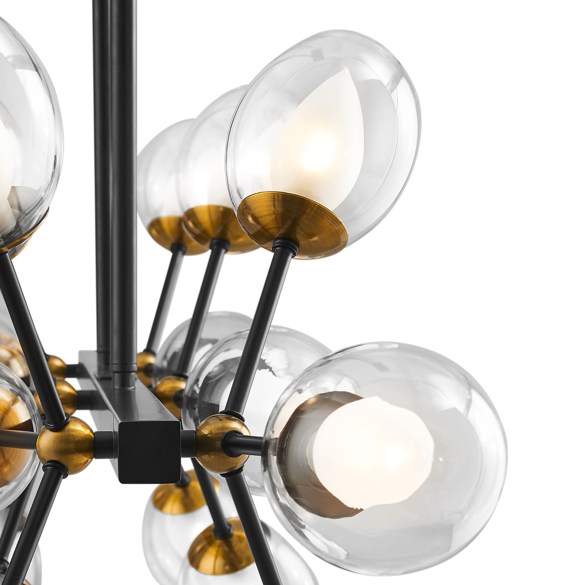 Nodus Crystal Rectangular 18 Lights Chandelier // Black - Disselt Designs