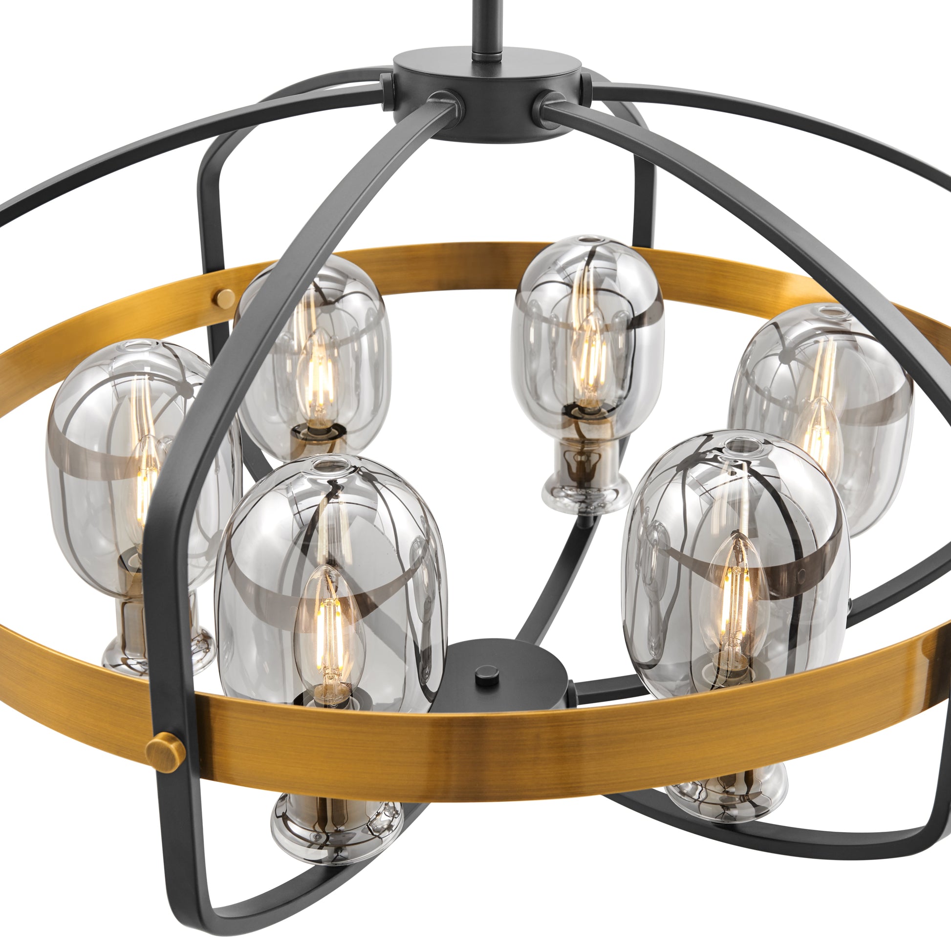 Opia Vintage 8 Light Chandelier // Gold and Black - Disselt Designs