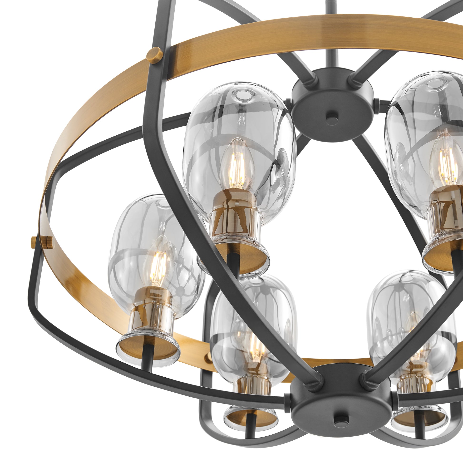 Opia Vintage 8 Light Chandelier // Gold and Black - Disselt Designs
