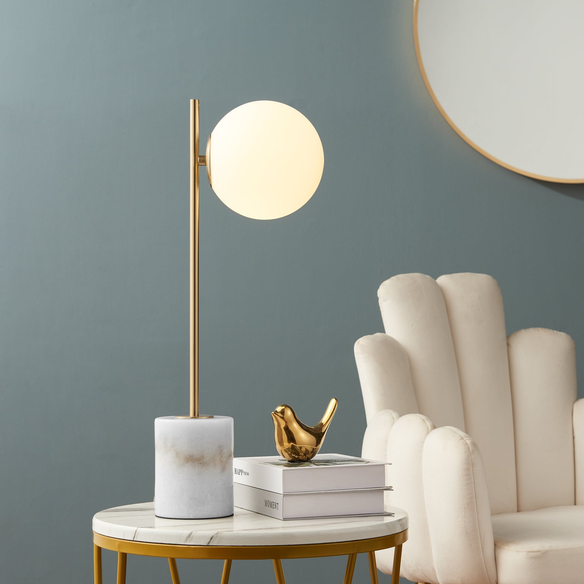 Anechdoche Table Lamp // Gold and White - Disselt Designs