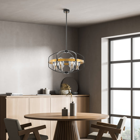 Opia Vintage 8 Light Chandelier // Gold and Black - Disselt Designs