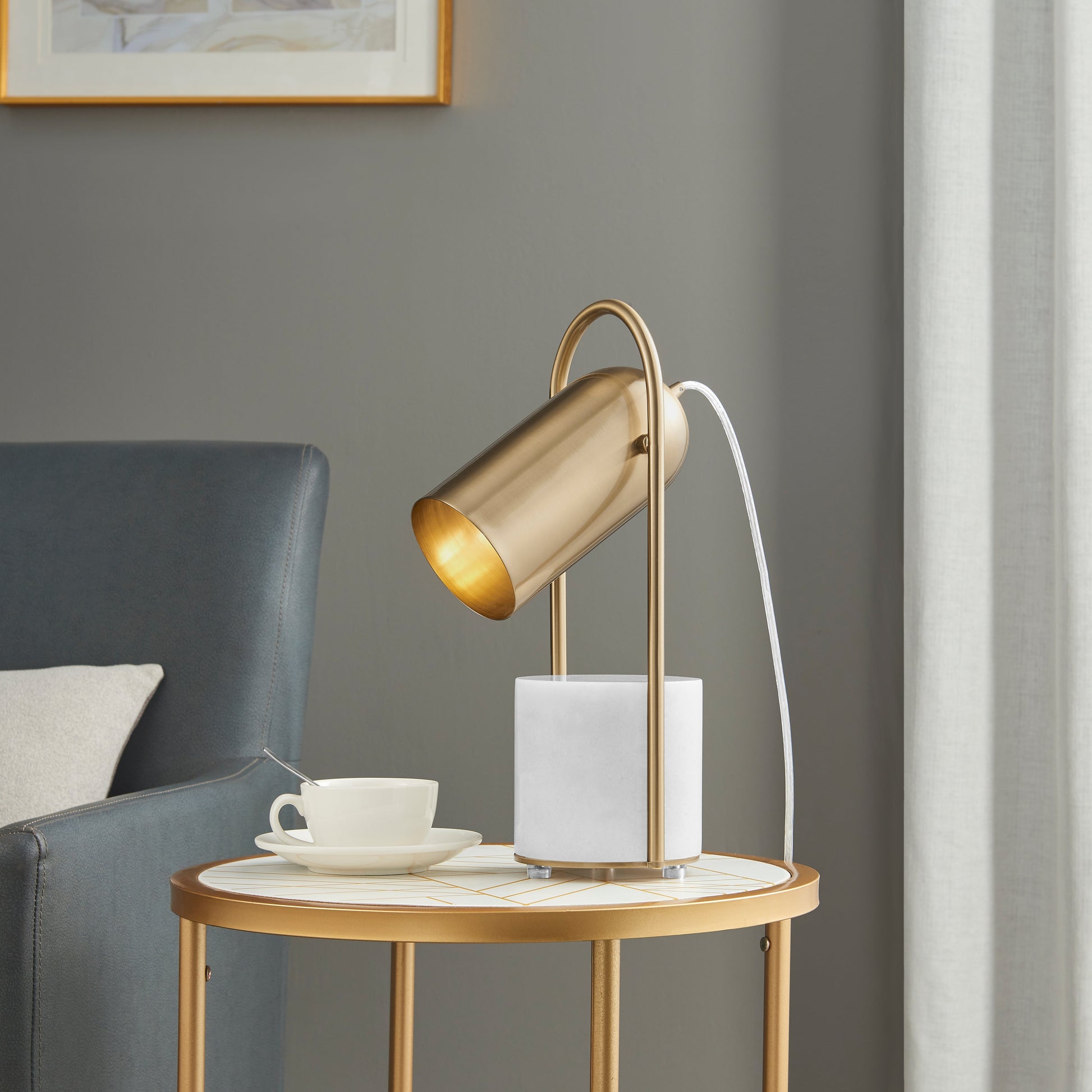Chrysalism Gold and Marble Table Lamp - Disselt Designs