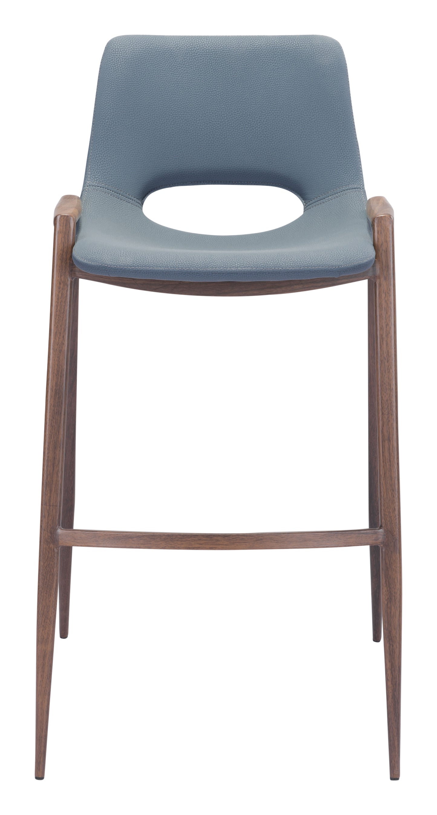 Desi Barstool (Set of 2) Azure Gray & Walnut - Disselt Designs