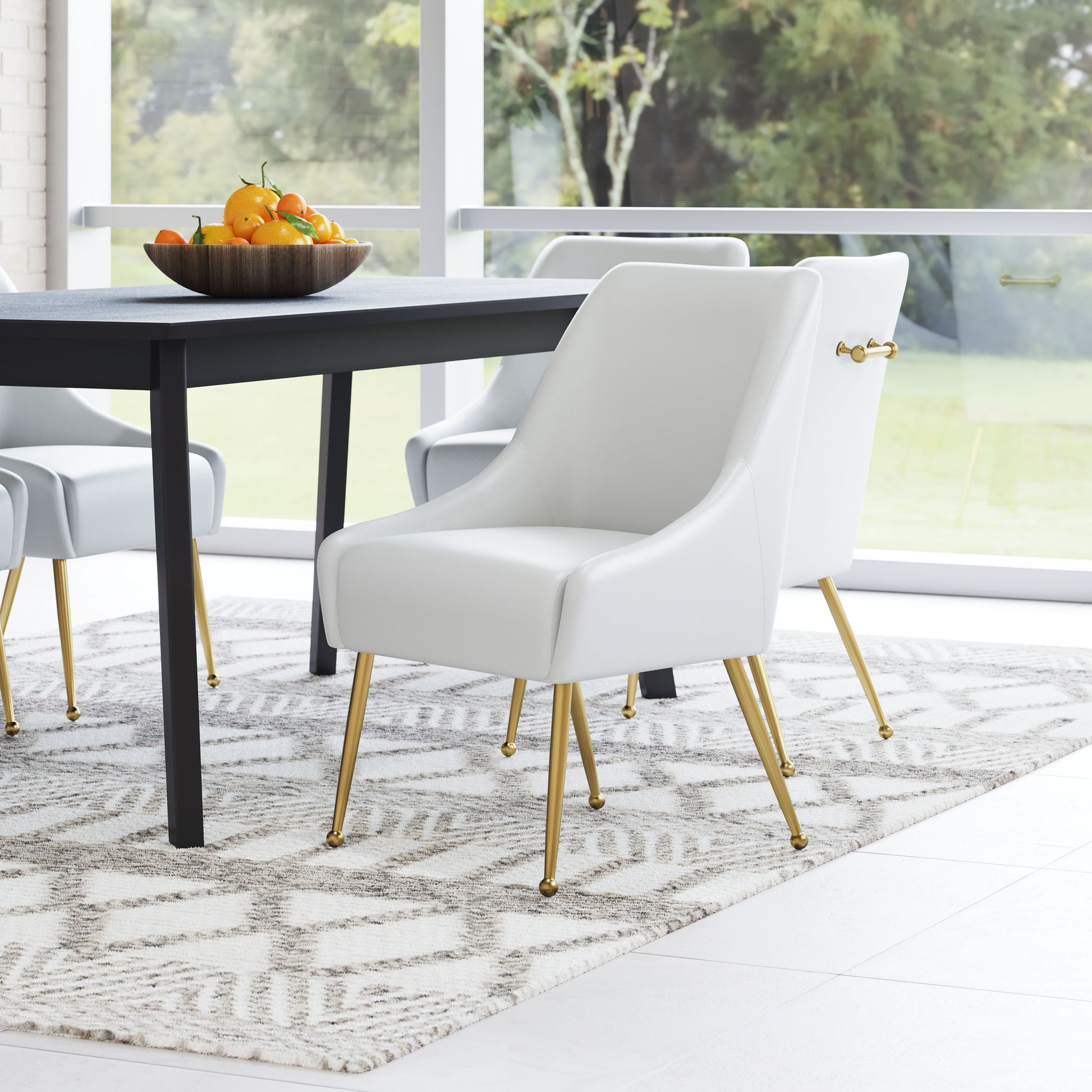 Maxine Dining Chair White & Gold - Disselt Designs