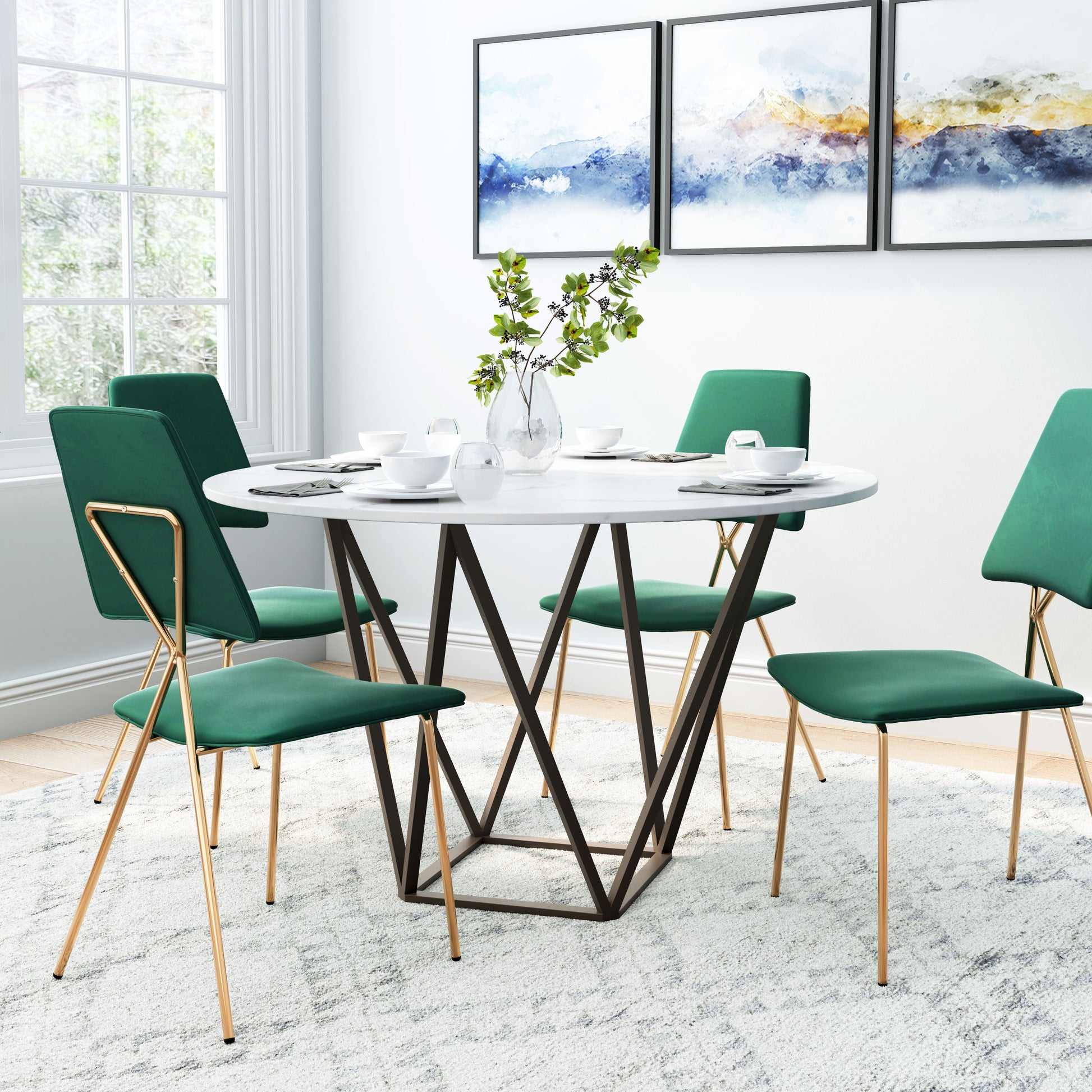 Tintern Dining Table White & Antique Bronze - Disselt Designs