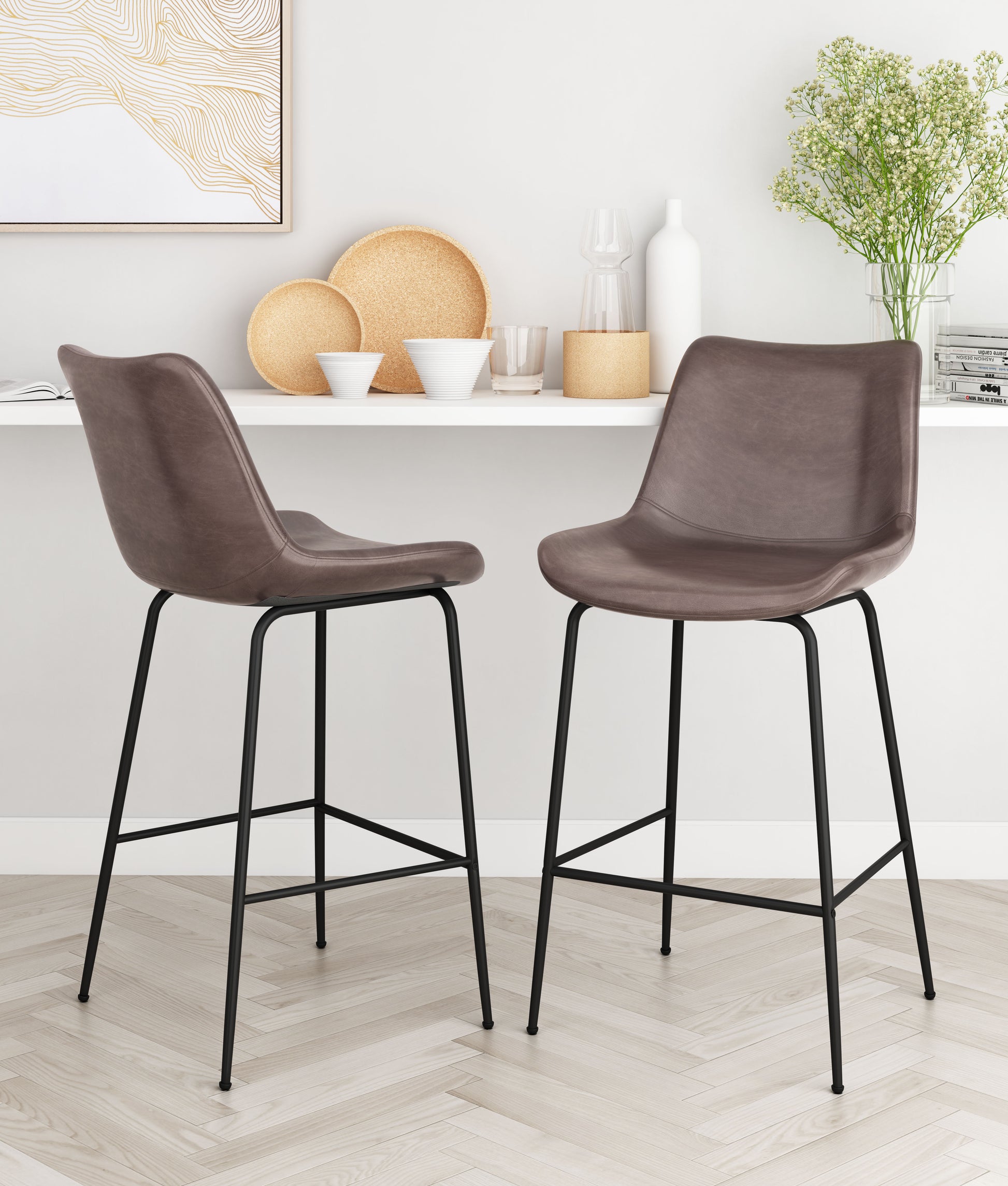 Byron Counter Stool Brown - Disselt Designs