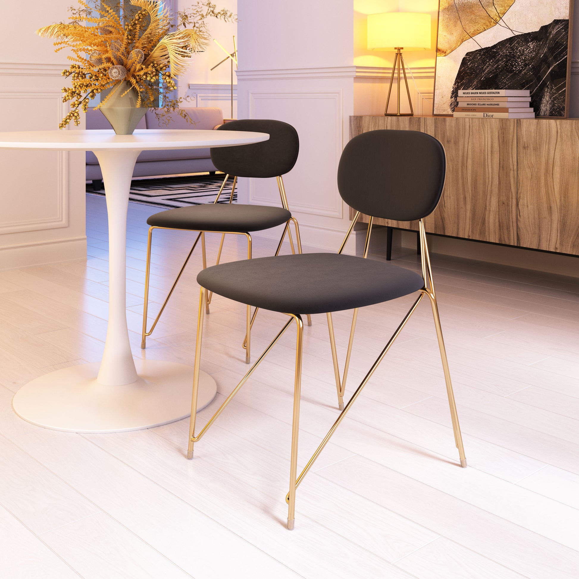 Georges Dining Chair (Set of 2) Gray & Gold - Disselt Designs