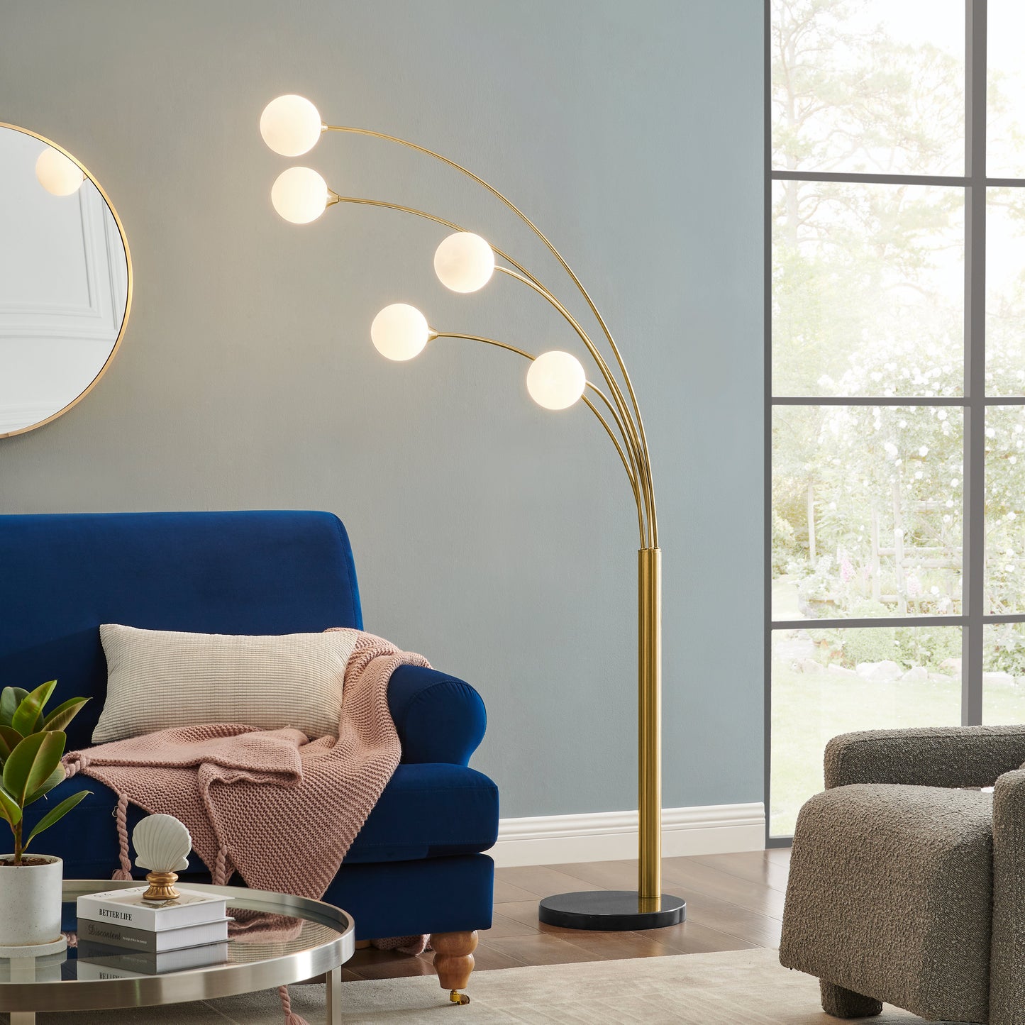 Anechdoche 5 Lights Floor Lamp // Gold and White - Disselt Designs