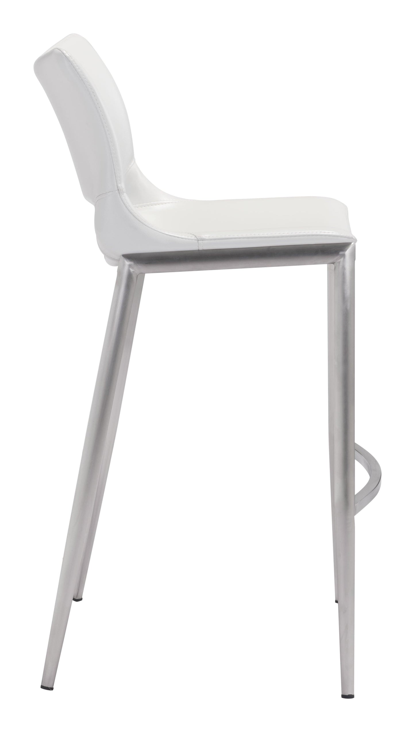 Ace Barstool (Set of 2) White & Silver - Disselt Designs