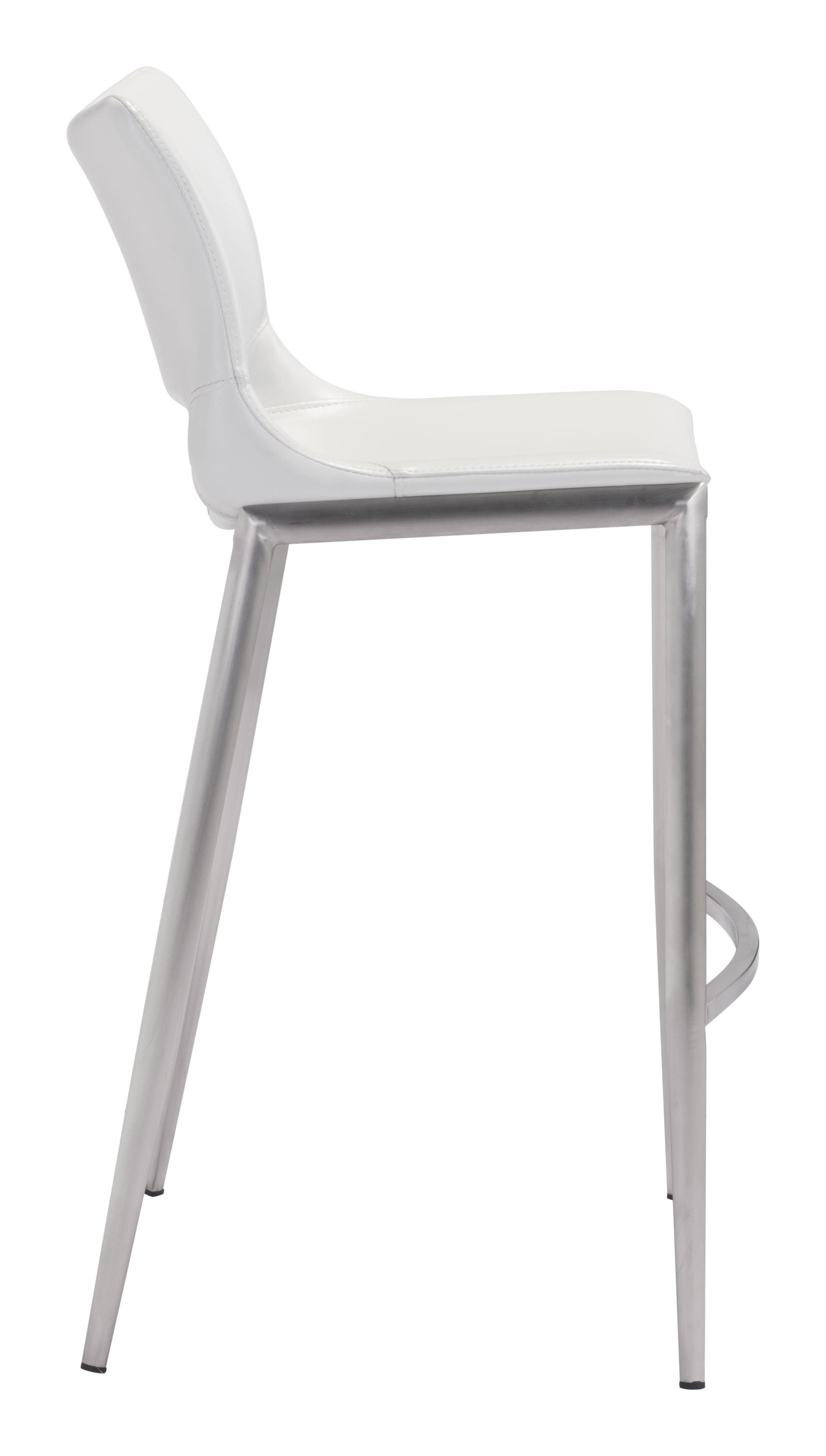 Ace Barstool (Set of 2) White & Silver - Disselt Designs
