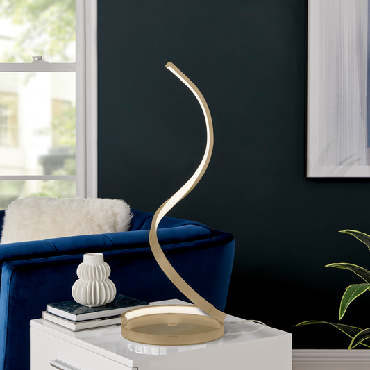 Modern Spiral Integrated LED Table Lamp // Gold - Disselt Designs