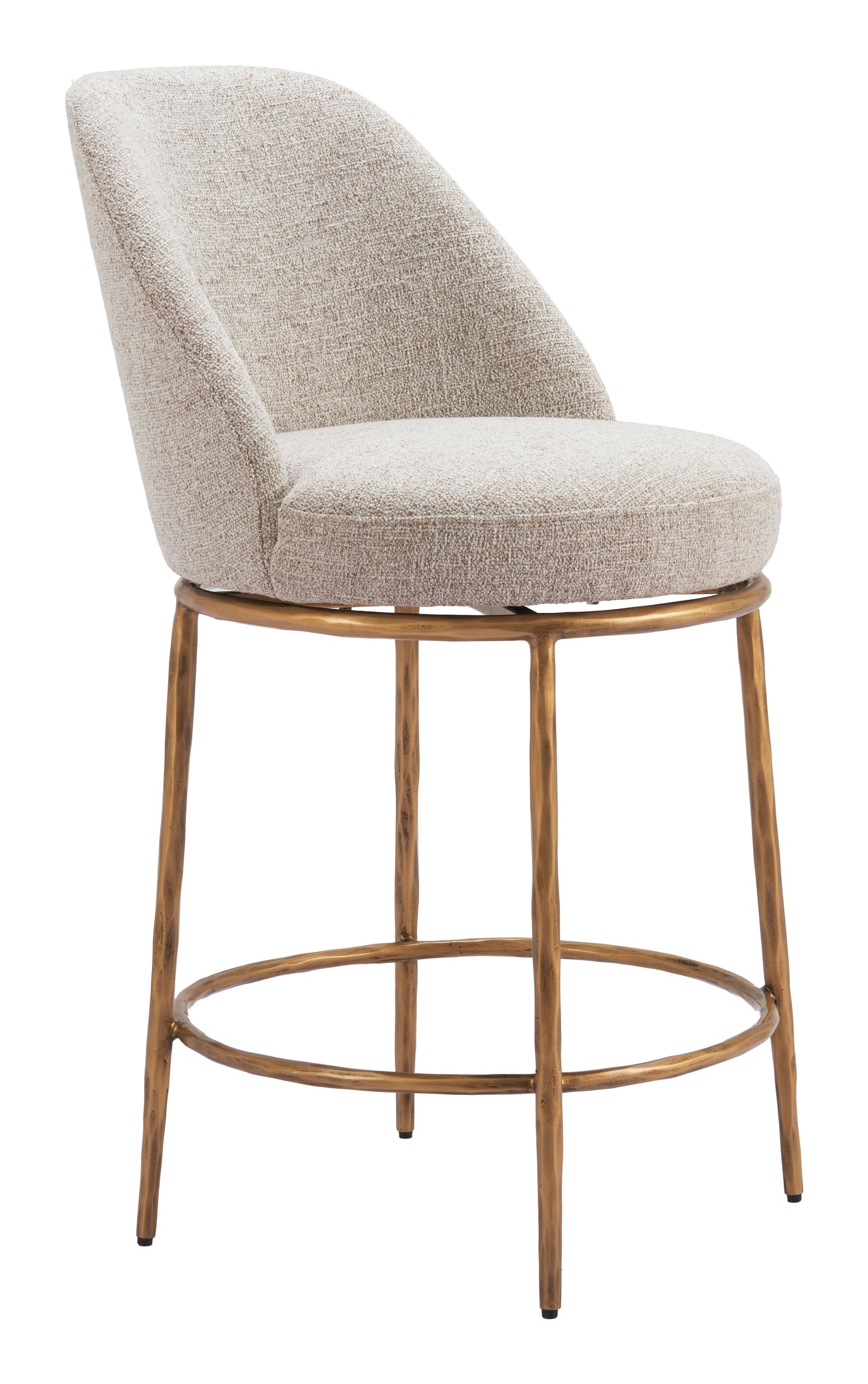 Nordhavn Swivel Counter Stool Beige & Gold - Disselt Designs