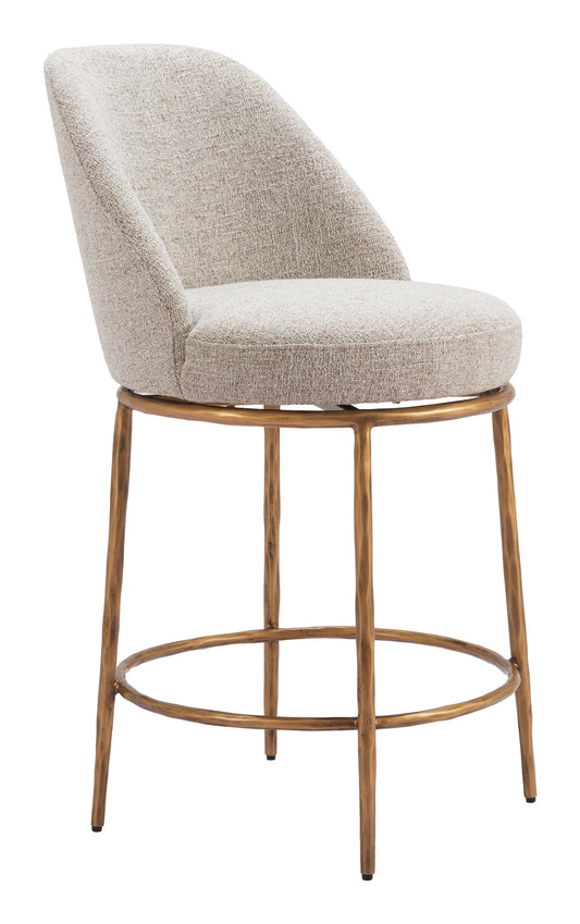 Nordhavn Swivel Counter Stool Beige & Gold - Disselt Designs