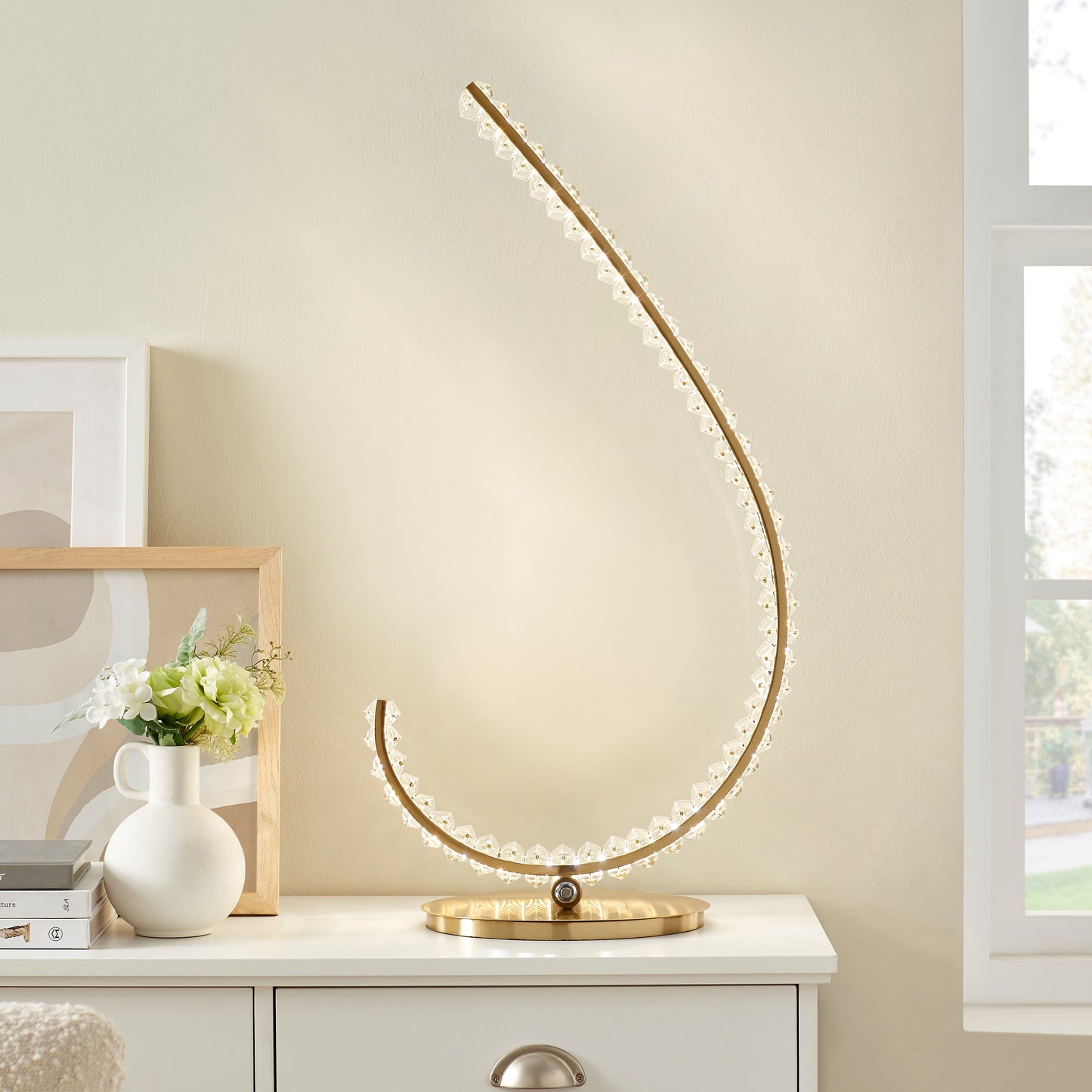 Grace Crystal 16W Table Lamp // Touch & Dimmable (L Gold) - Disselt Designs