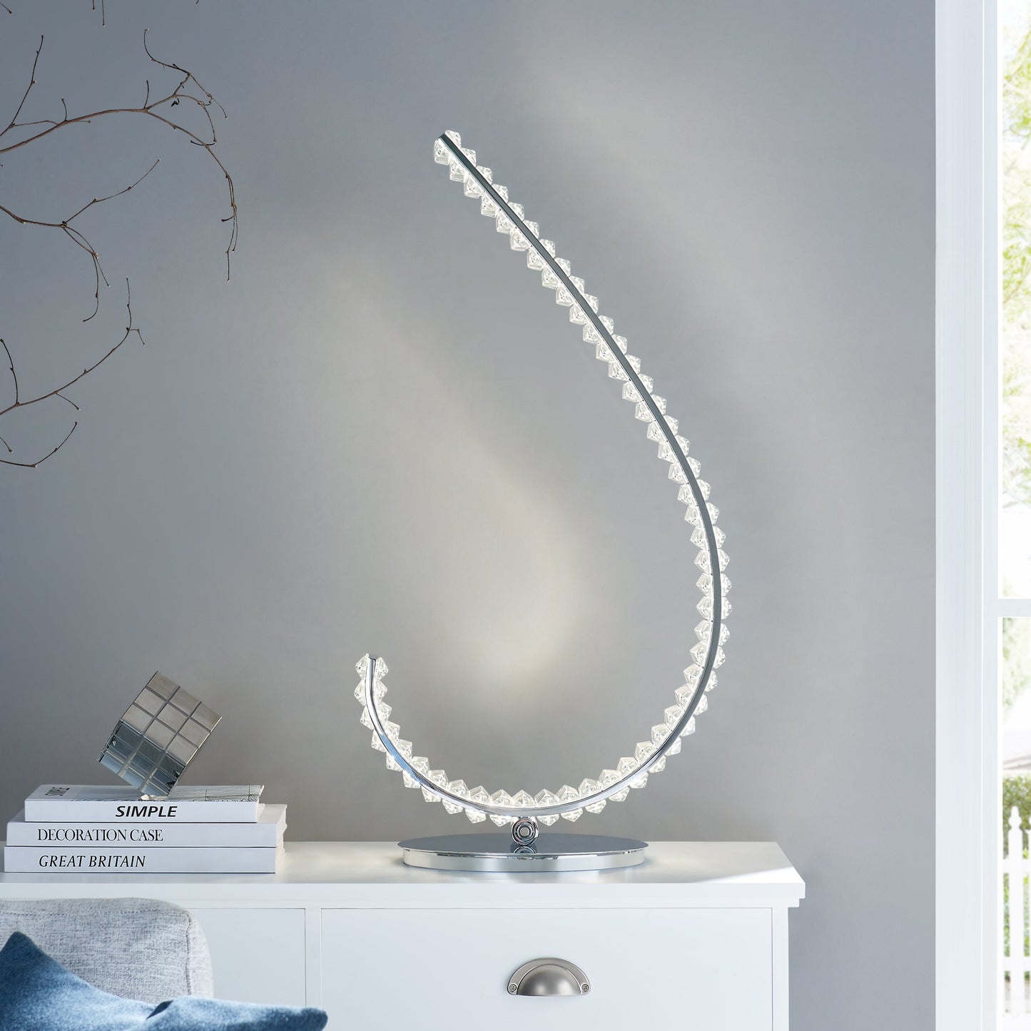 Grace Crystal 16W Table Lamp // Touch & Dimmable (L Chrome) - Disselt Designs