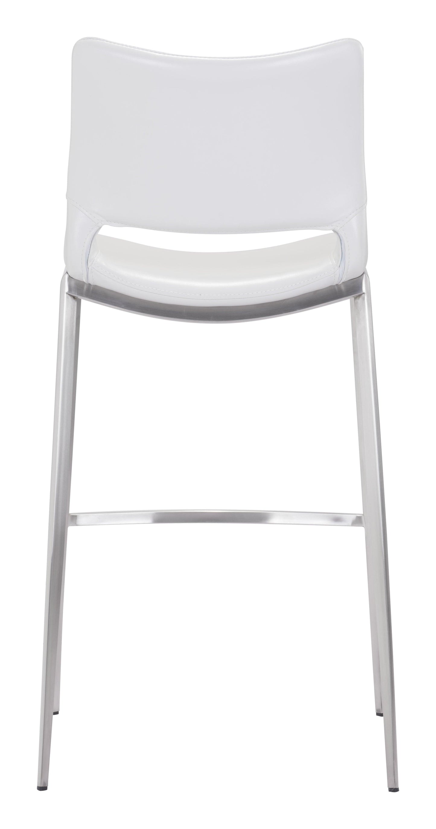 Ace Barstool (Set of 2) White & Silver - Disselt Designs