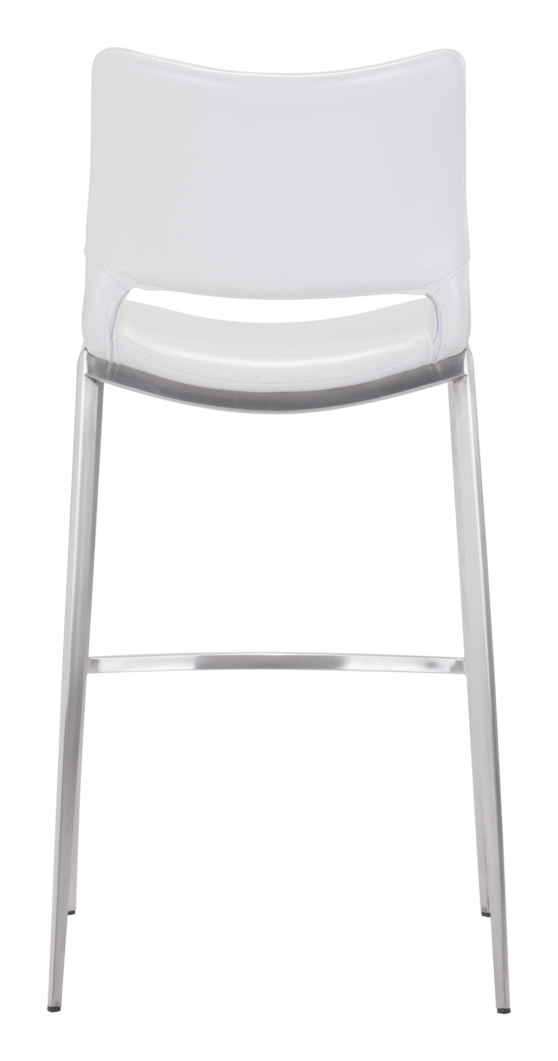 Ace Barstool (Set of 2) White & Silver - Disselt Designs