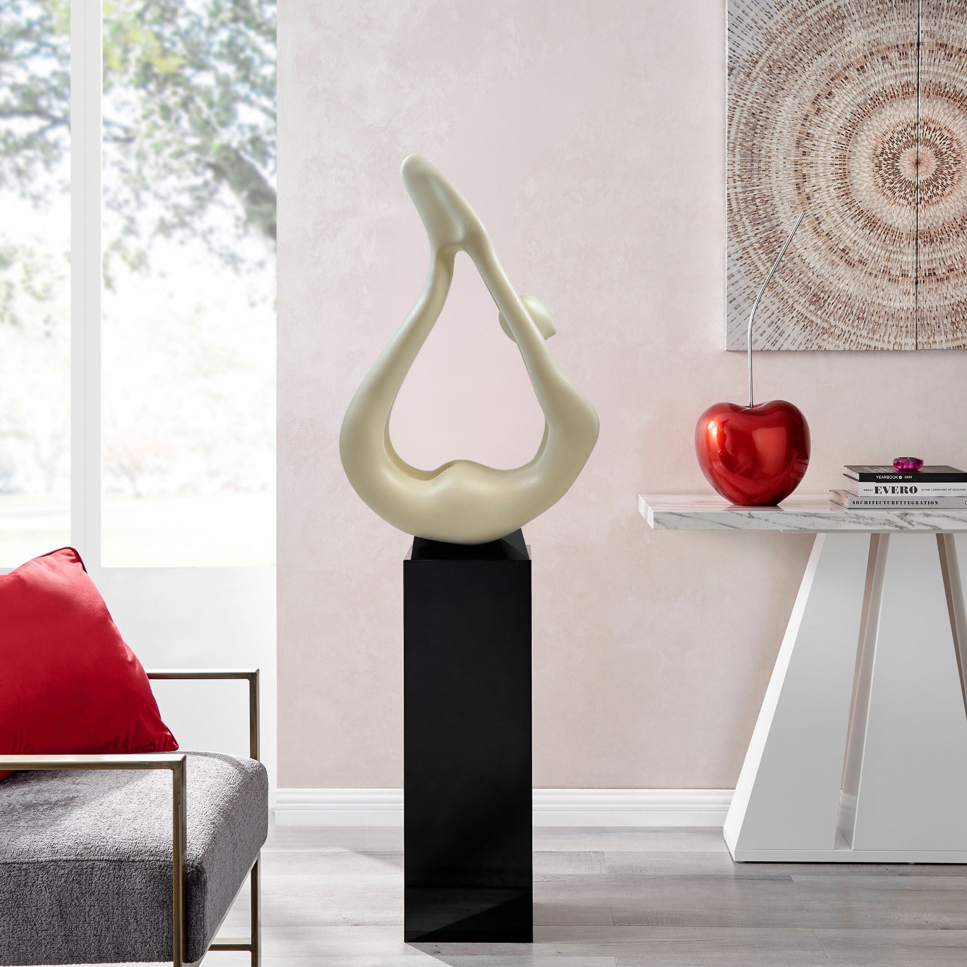 Yoga Floor Sculpture // White with Black Base - Disselt Designs