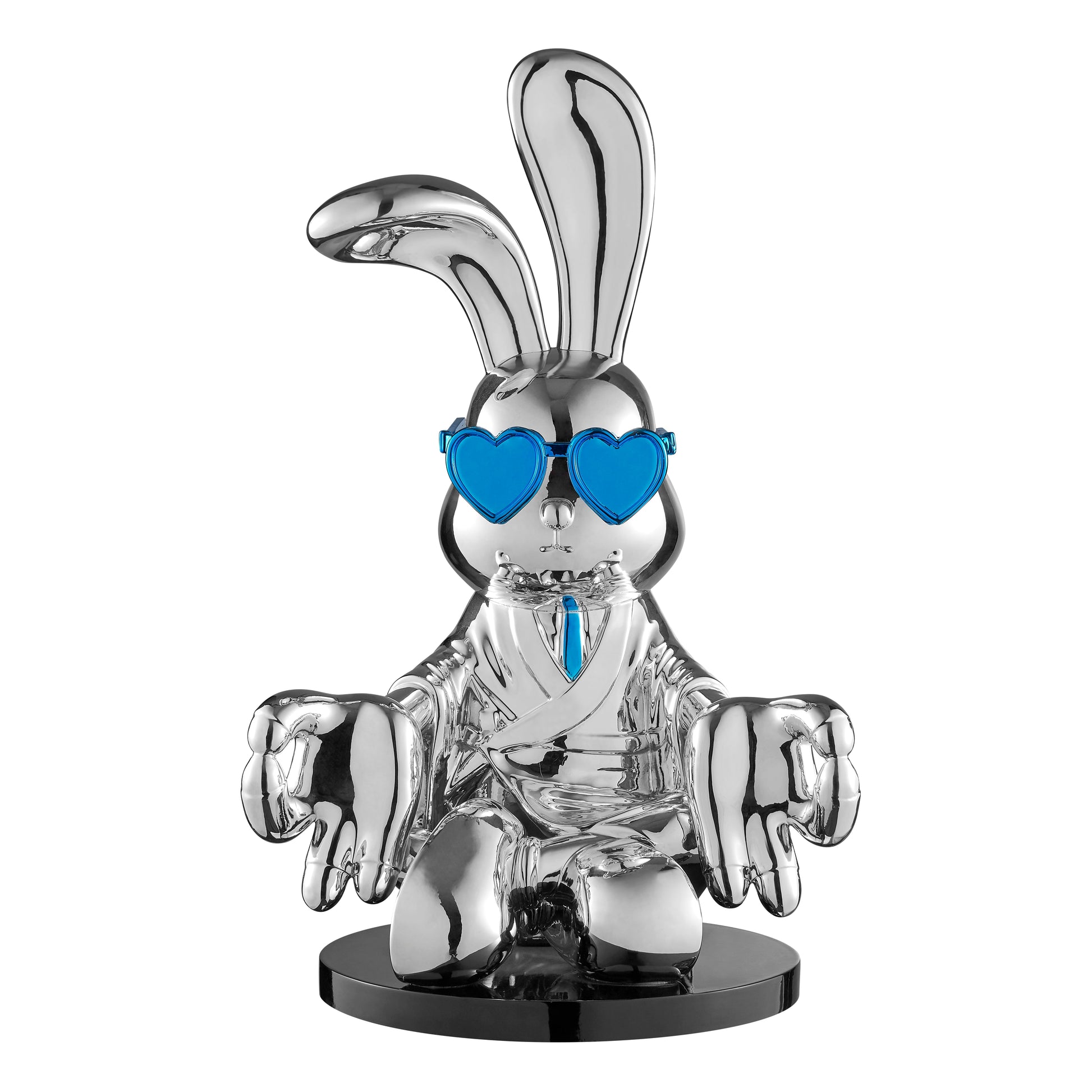 Sitting Rabbit with Blue Tie and Glasses - Disselt Designs