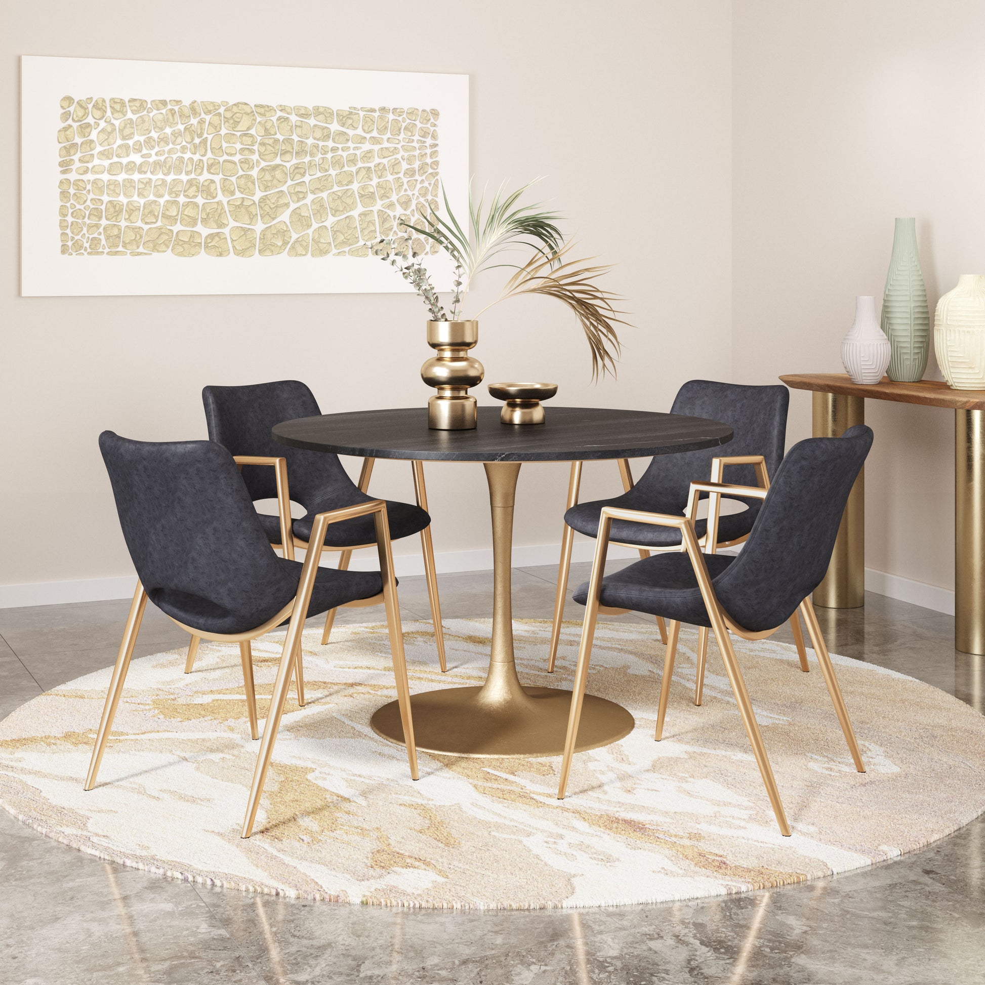 Desi Dining Chair (Set of 2) Black & Gold - Disselt Designs