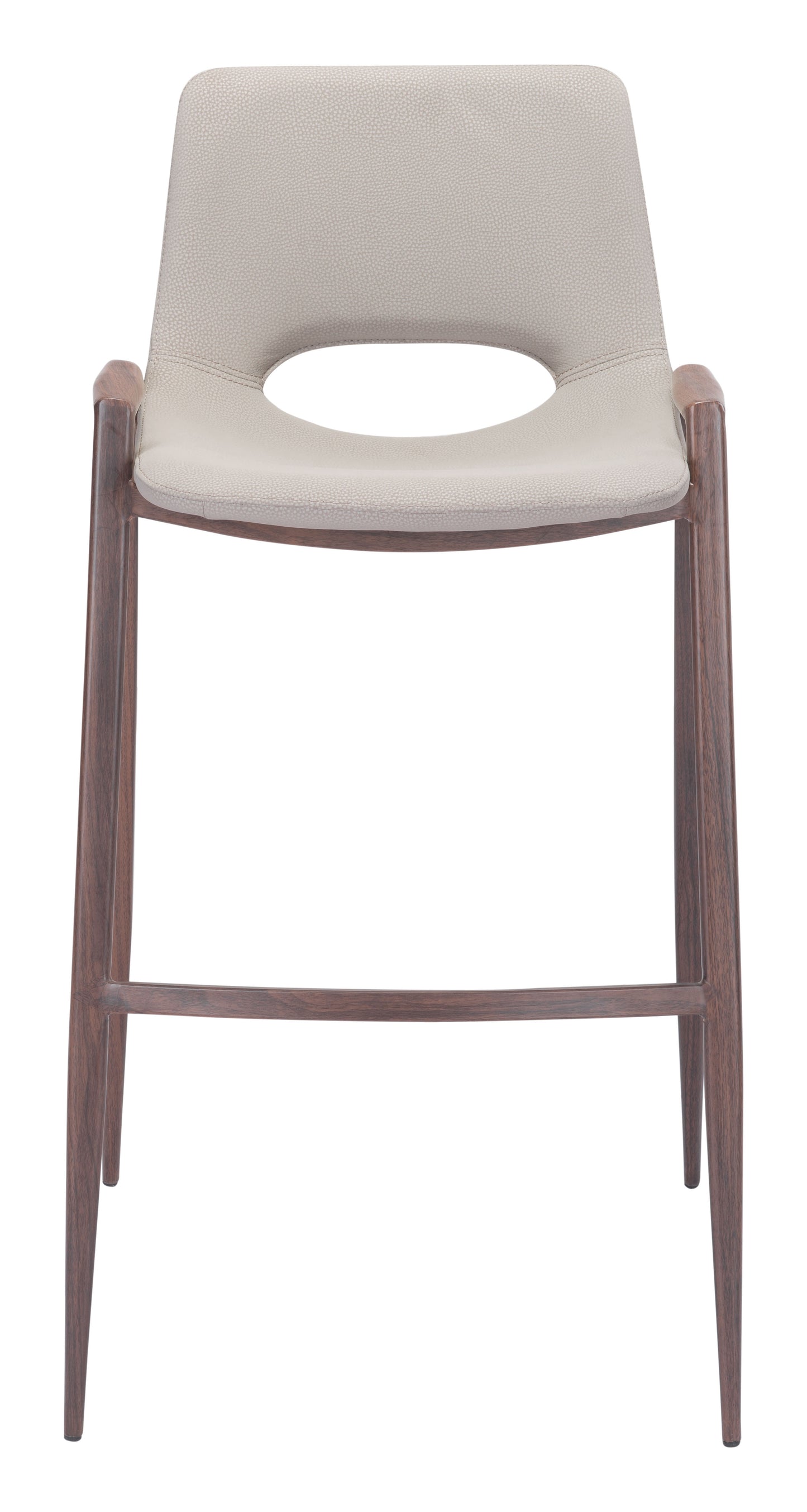 Desi Barstool (Set of 2) Beige & Walnut - Disselt Designs