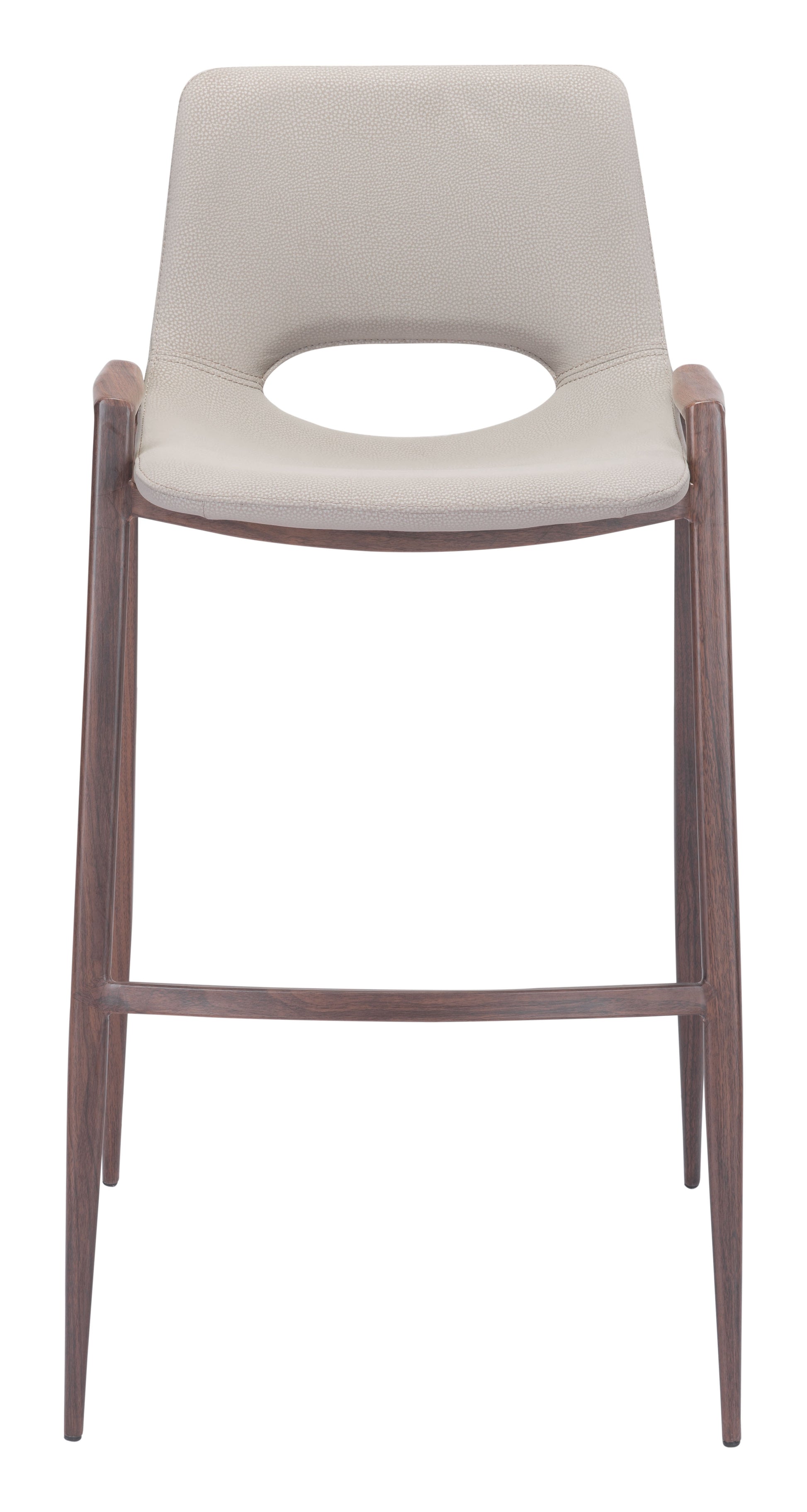 Desi Barstool (Set of 2) Beige & Walnut - Disselt Designs