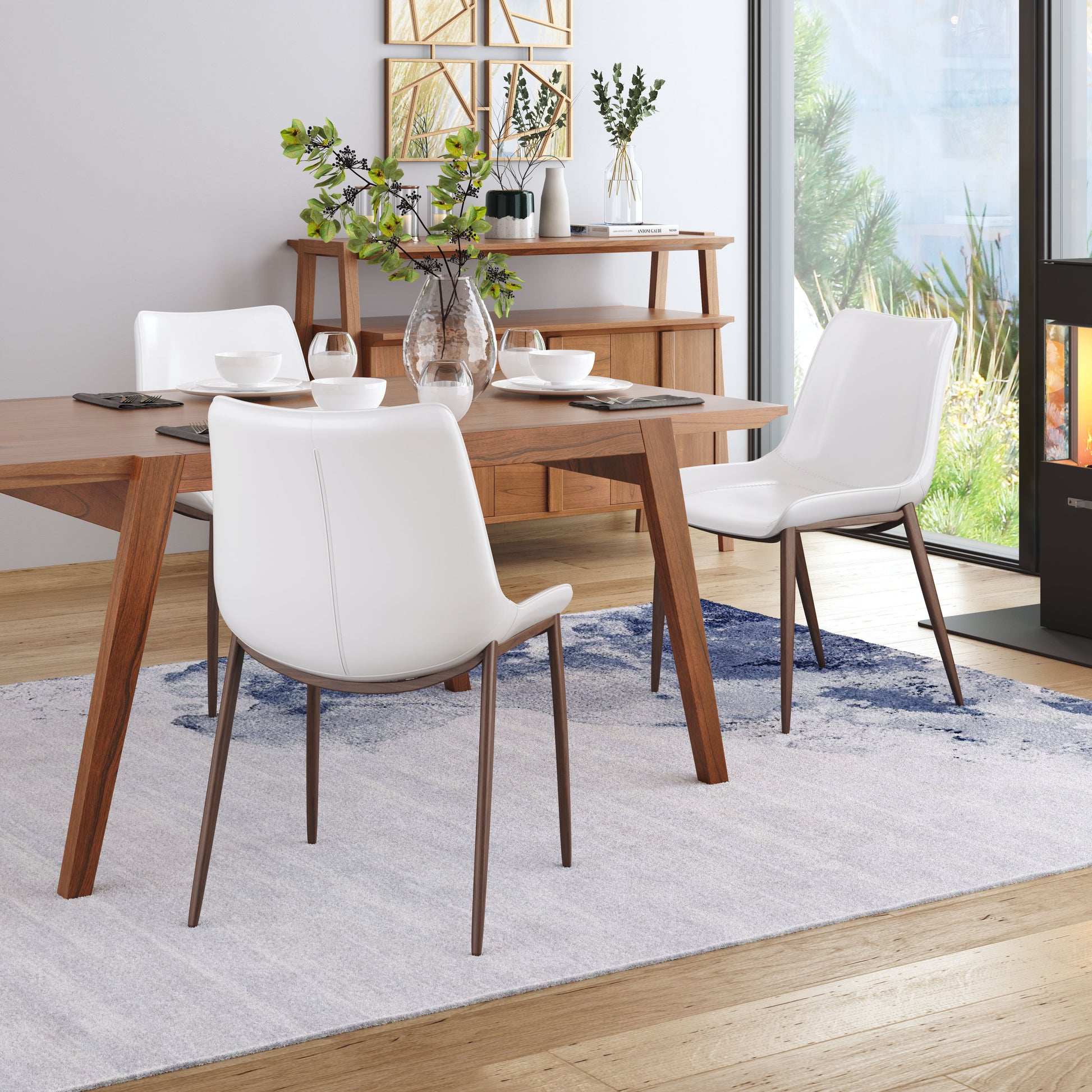 Magnus Dining Chair (Set of 2) White & Walnut - Disselt Designs