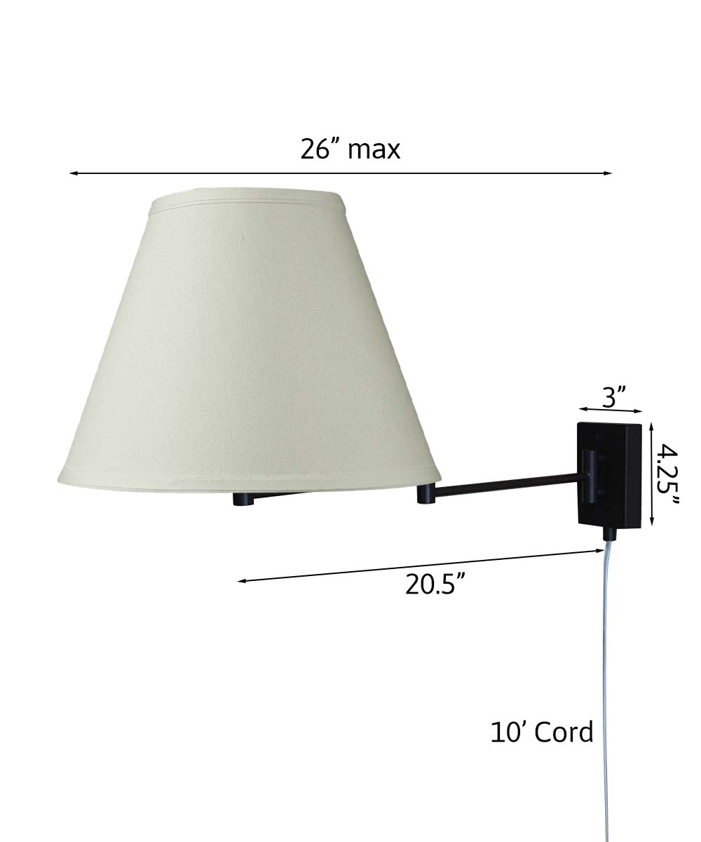 Dimmable Swing Arm Wall Light Bronze Brown Finish with Light Oatmeal Lampshade - For Bedside, Living Room, Reading Chair