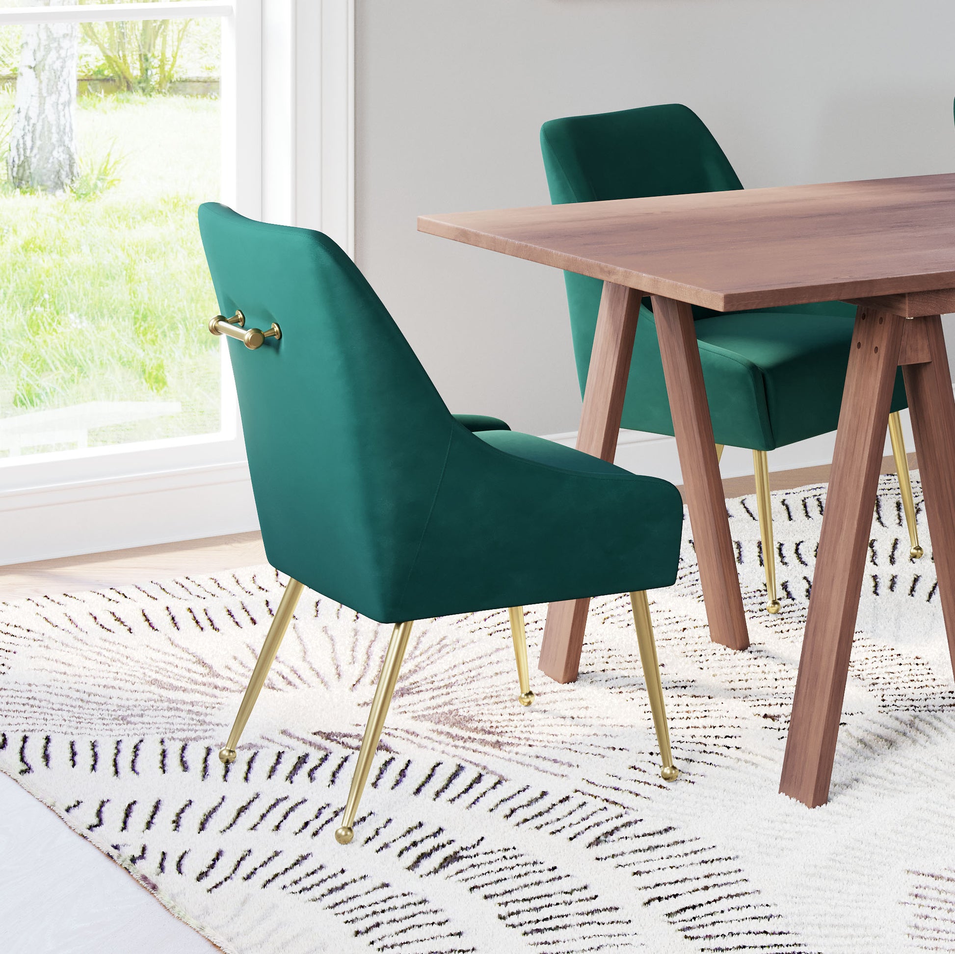 Maxine Dining Chair Green & Gold - Disselt Designs