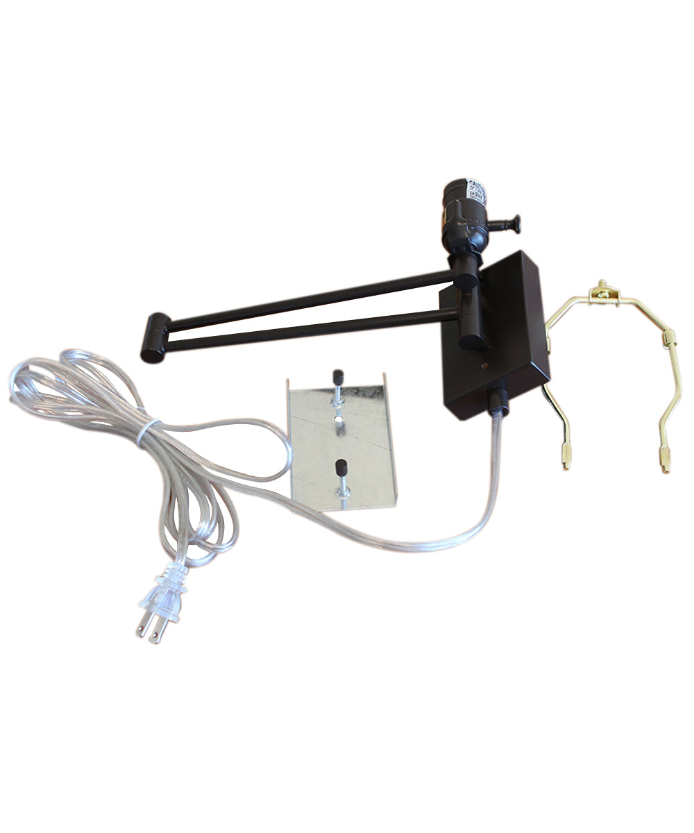 Dimmable Swing Arm Wall Light Bronze Brown Finish with Light Oatmeal Lampshade - For Bedside, Living Room, Reading Chair