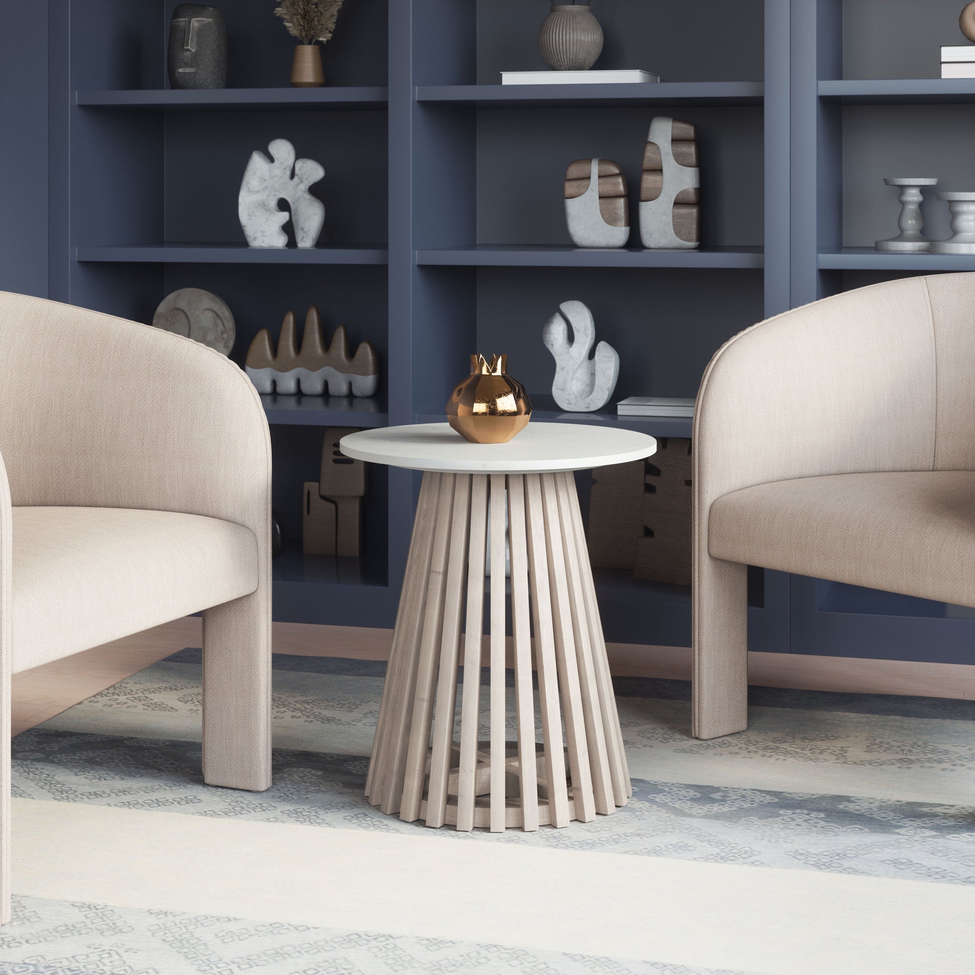 Mazara Side Table White & Whitewashed - Disselt Designs