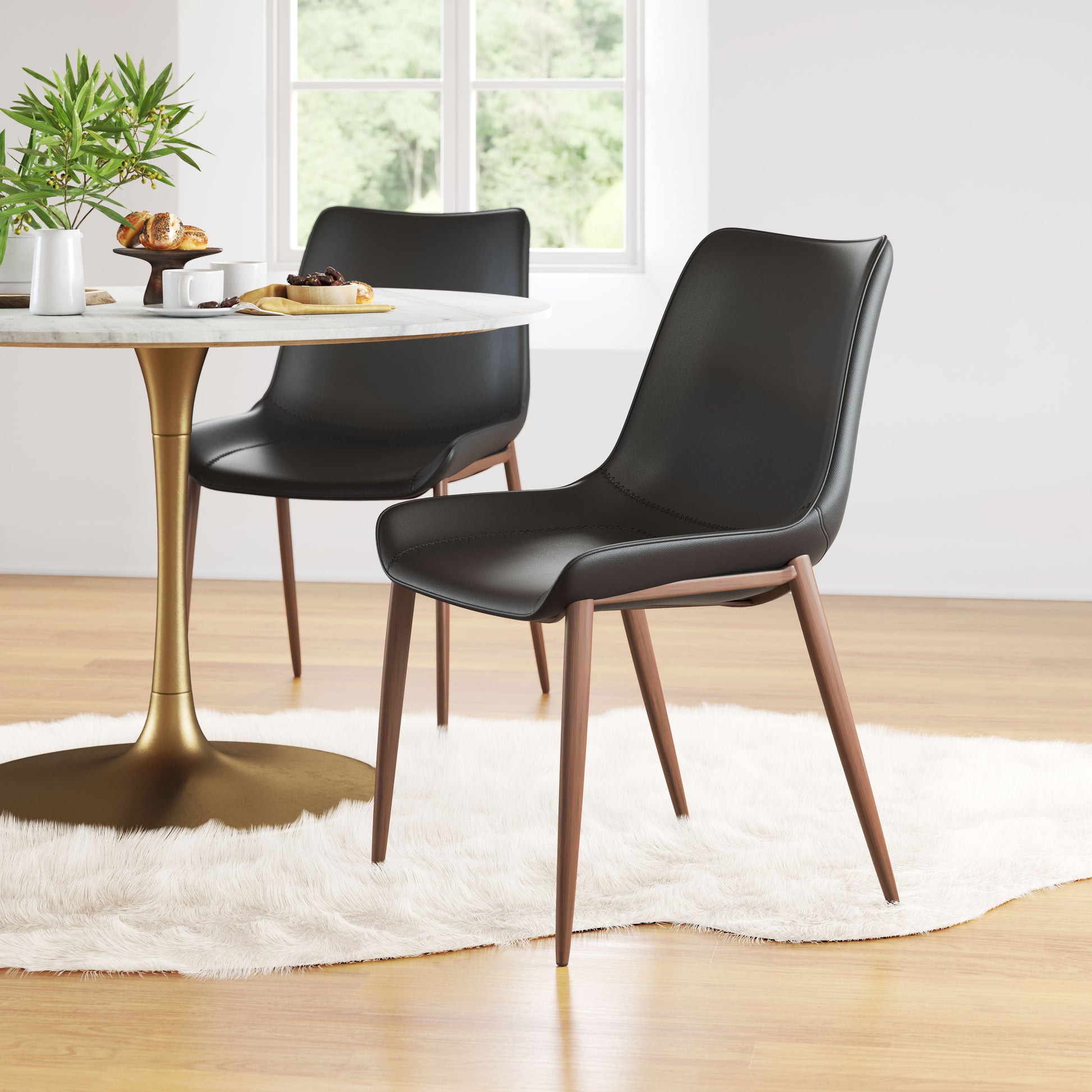 Magnus Dining Chair (Set of 2) Black & Walnut - Disselt Designs