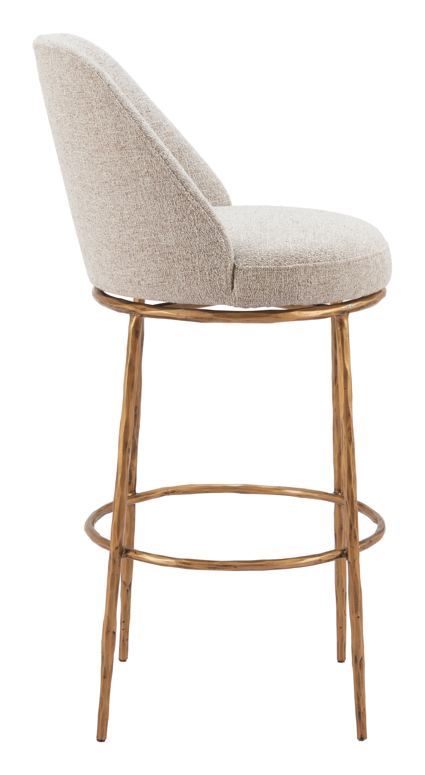 Nordhavn Swivel Barstool Beige & Gold - Disselt Designs