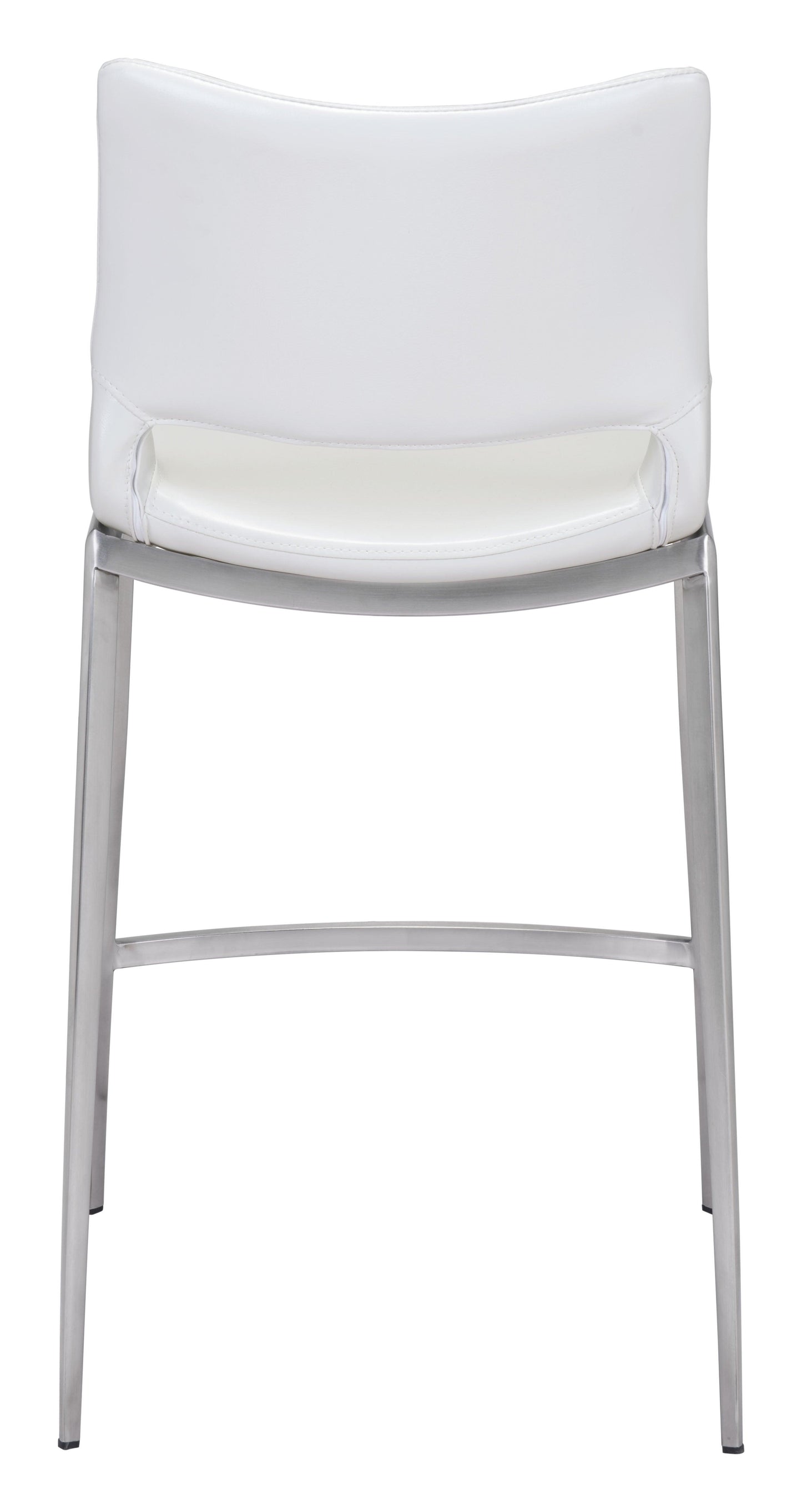 Ace Counter Stool (Set of 2) White & Silver - Disselt Designs