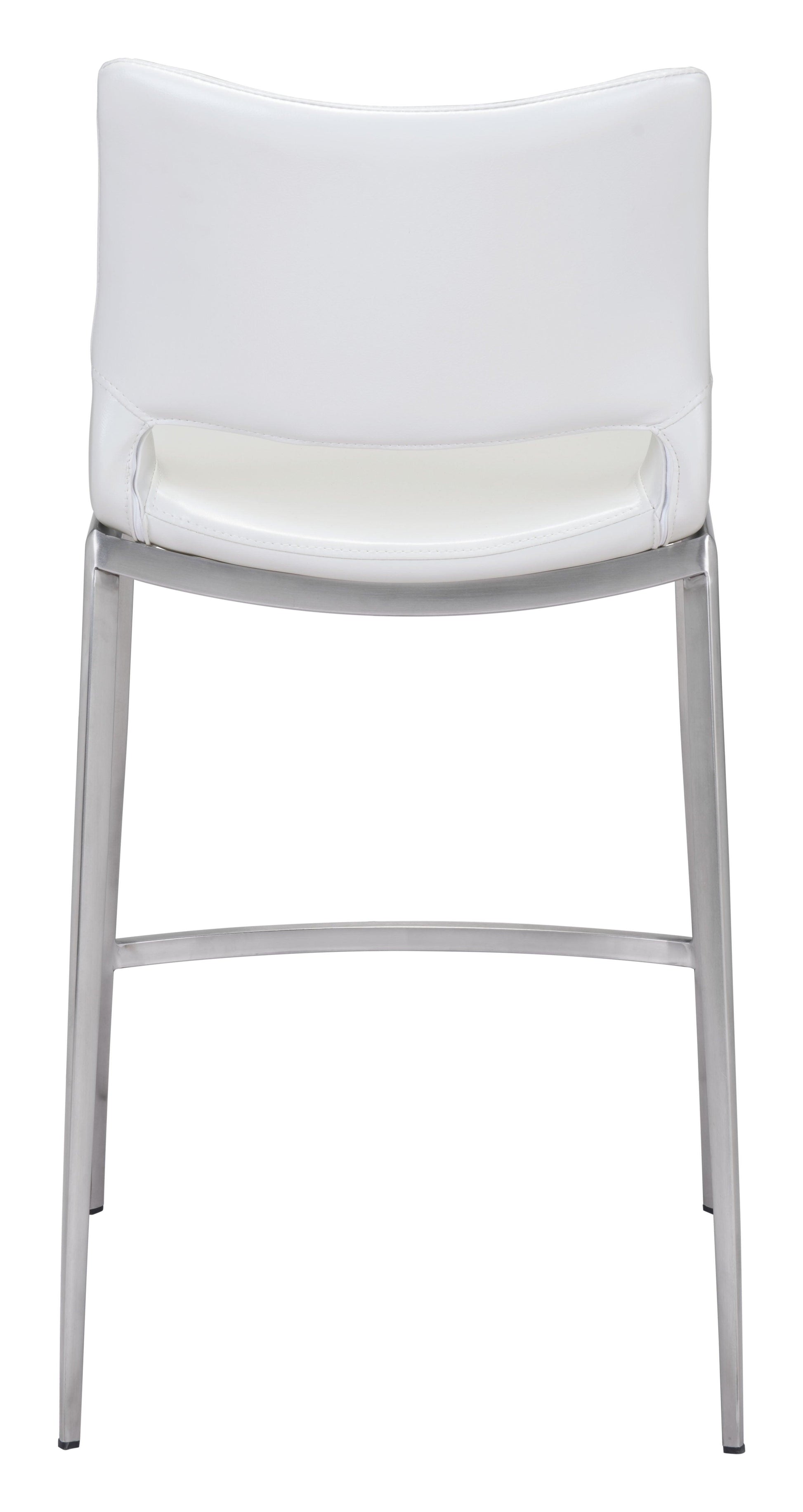 Ace Counter Stool (Set of 2) White & Silver - Disselt Designs