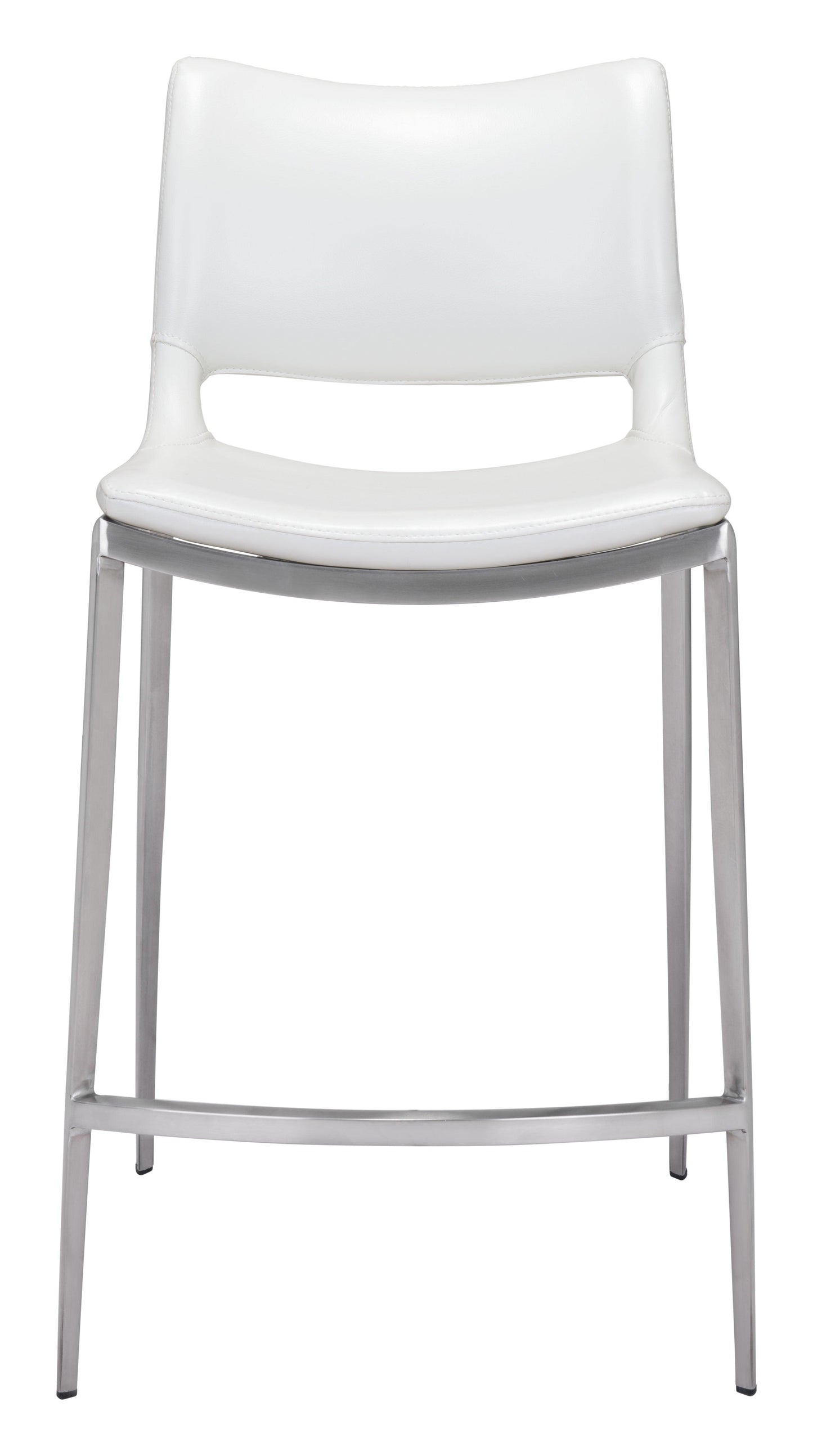 Ace Counter Stool (Set of 2) White & Silver - Disselt Designs