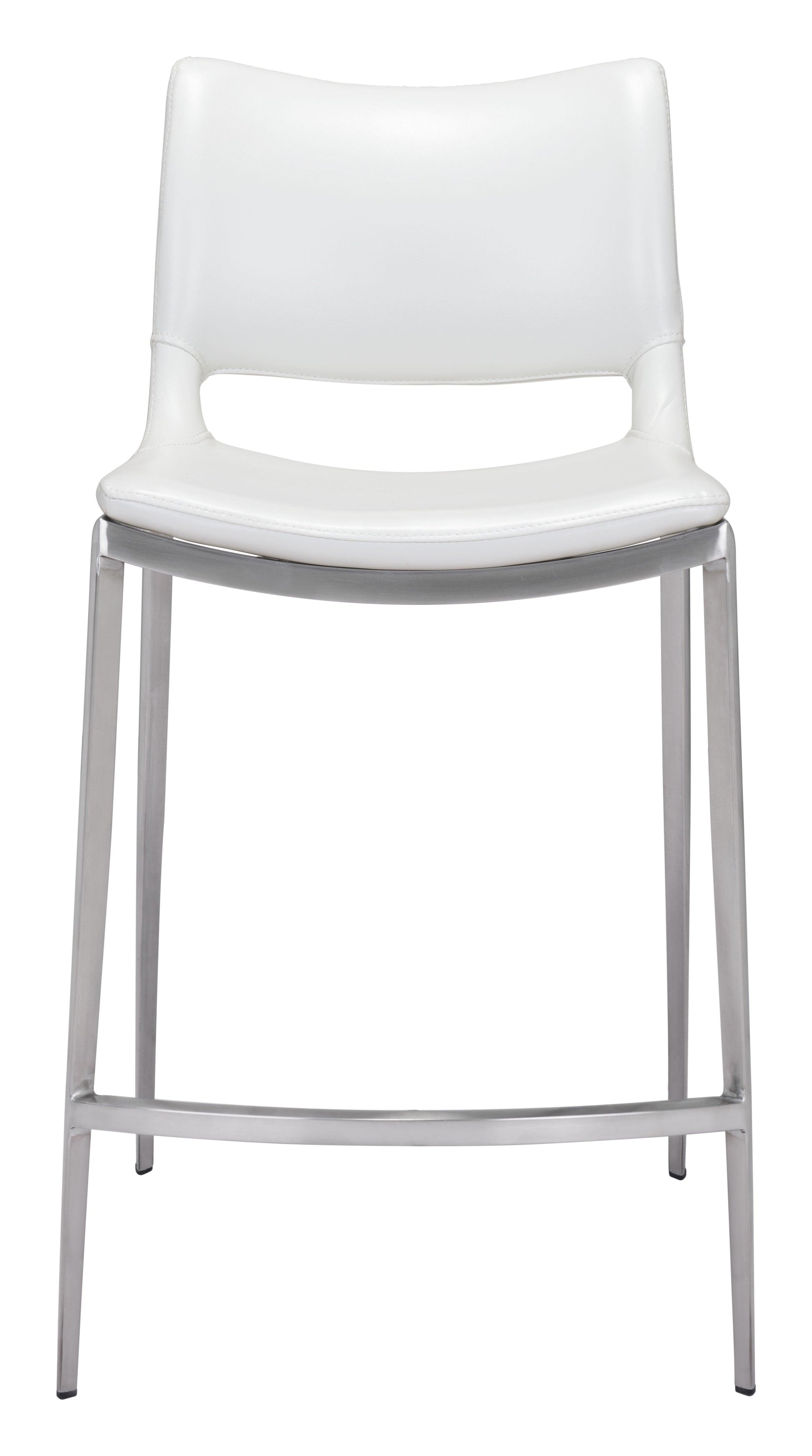 Ace Counter Stool (Set of 2) White & Silver - Disselt Designs
