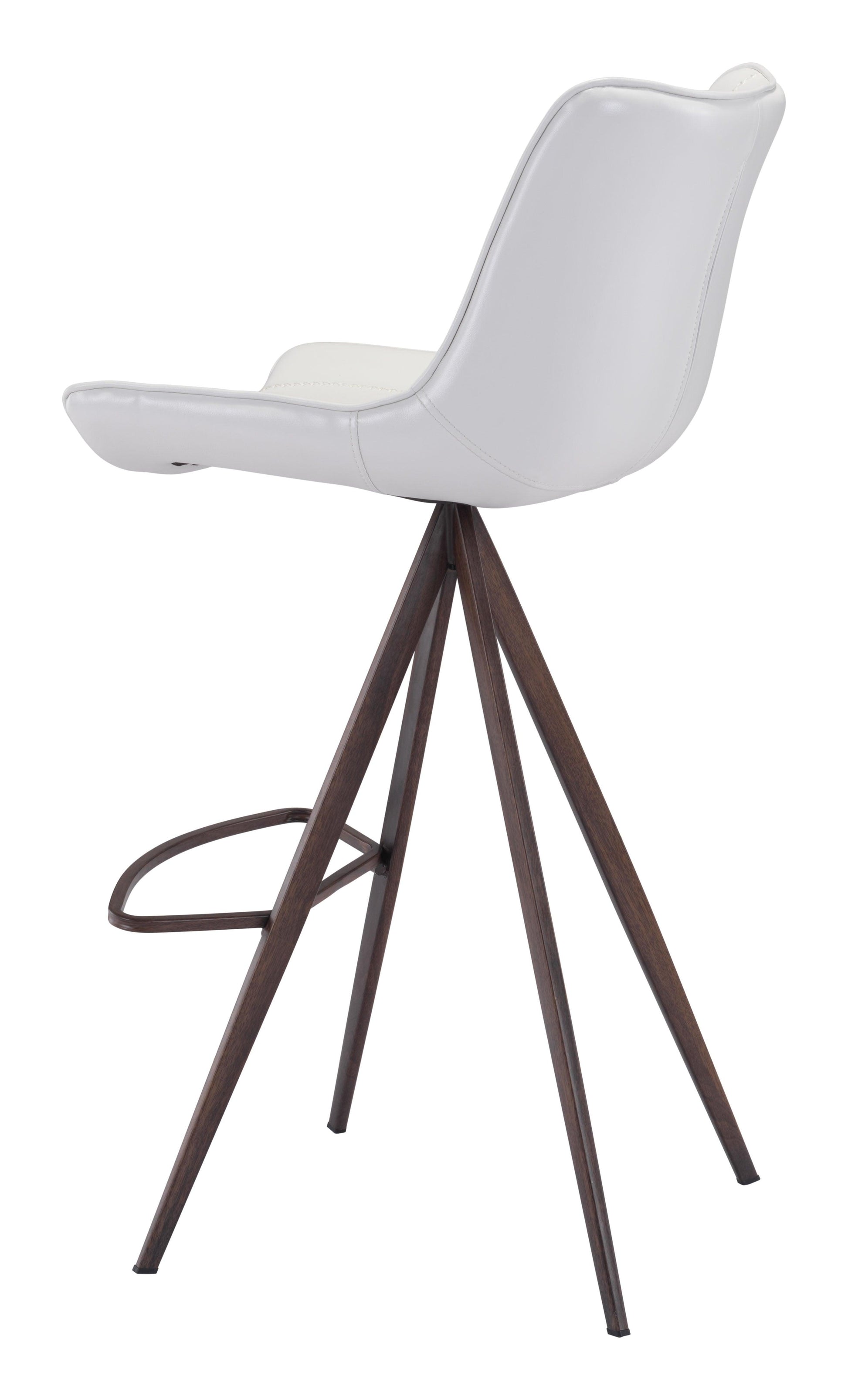 Aki Barstool (Set of 2) White & Walnut - Disselt Designs