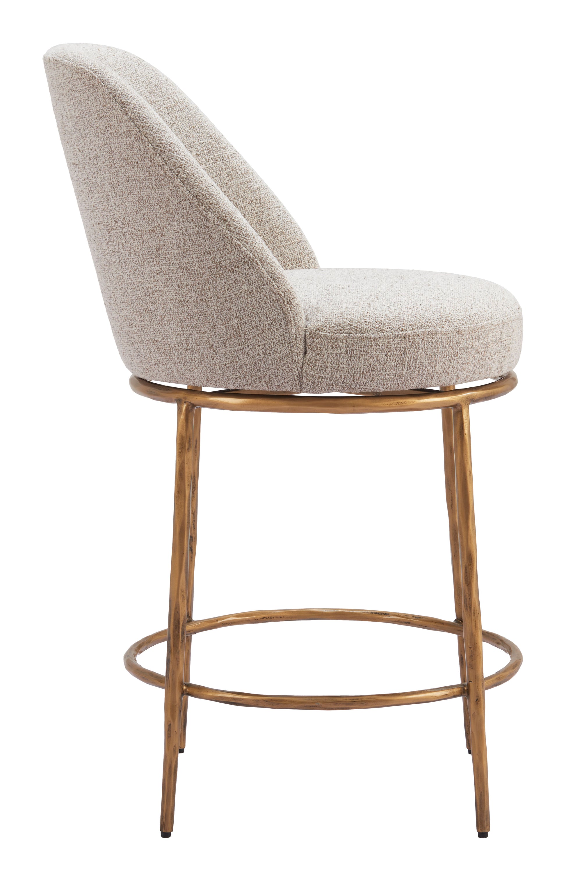 Nordhavn Swivel Counter Stool Beige & Gold - Disselt Designs