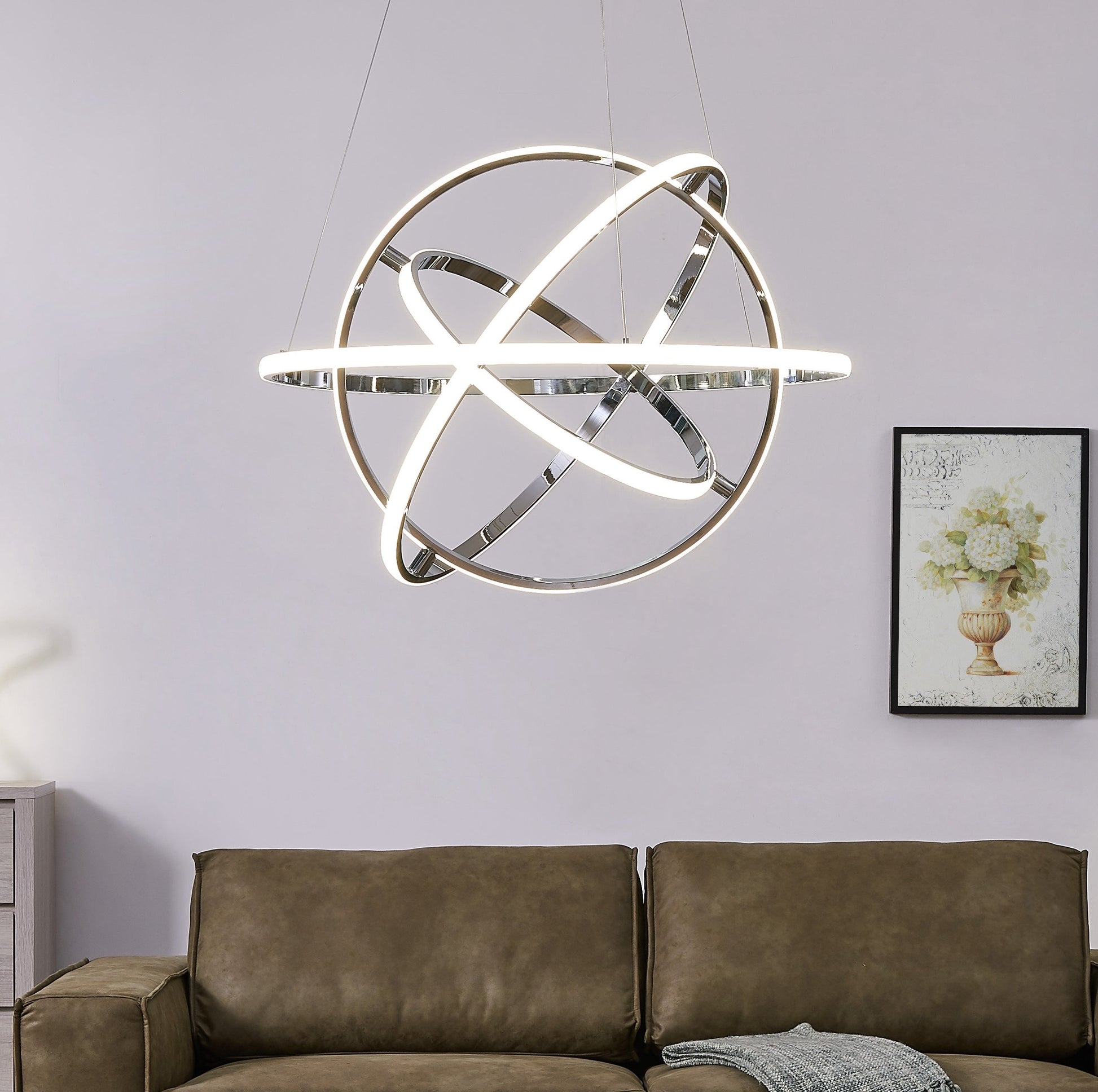 Oxford LED Adjustable Chandelier // Chrome - Disselt Designs