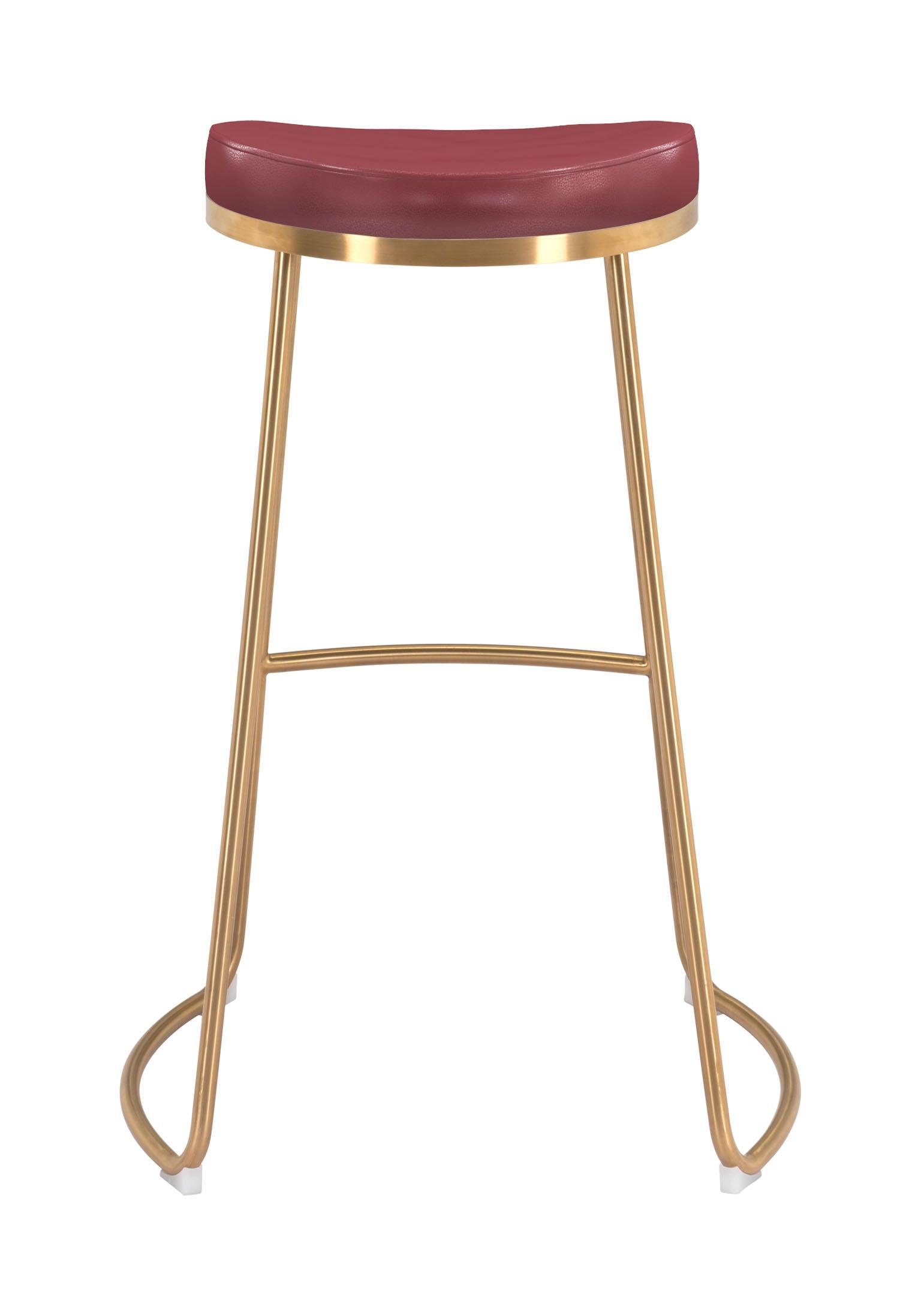 Bree Barstool (Set of 2) Burgundy & Gold - Disselt Designs