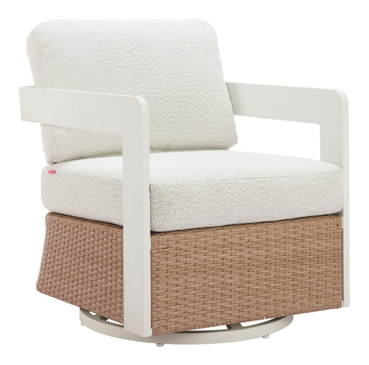Gelo Swivel Chair White & Brown - Disselt Designs