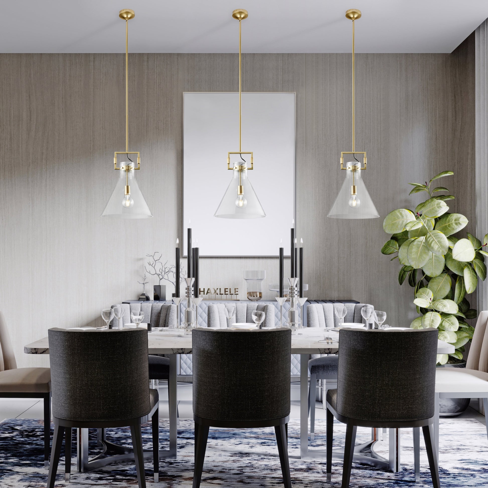 Helios 1 LED light Pendant // Crystal & Gold - Disselt Designs