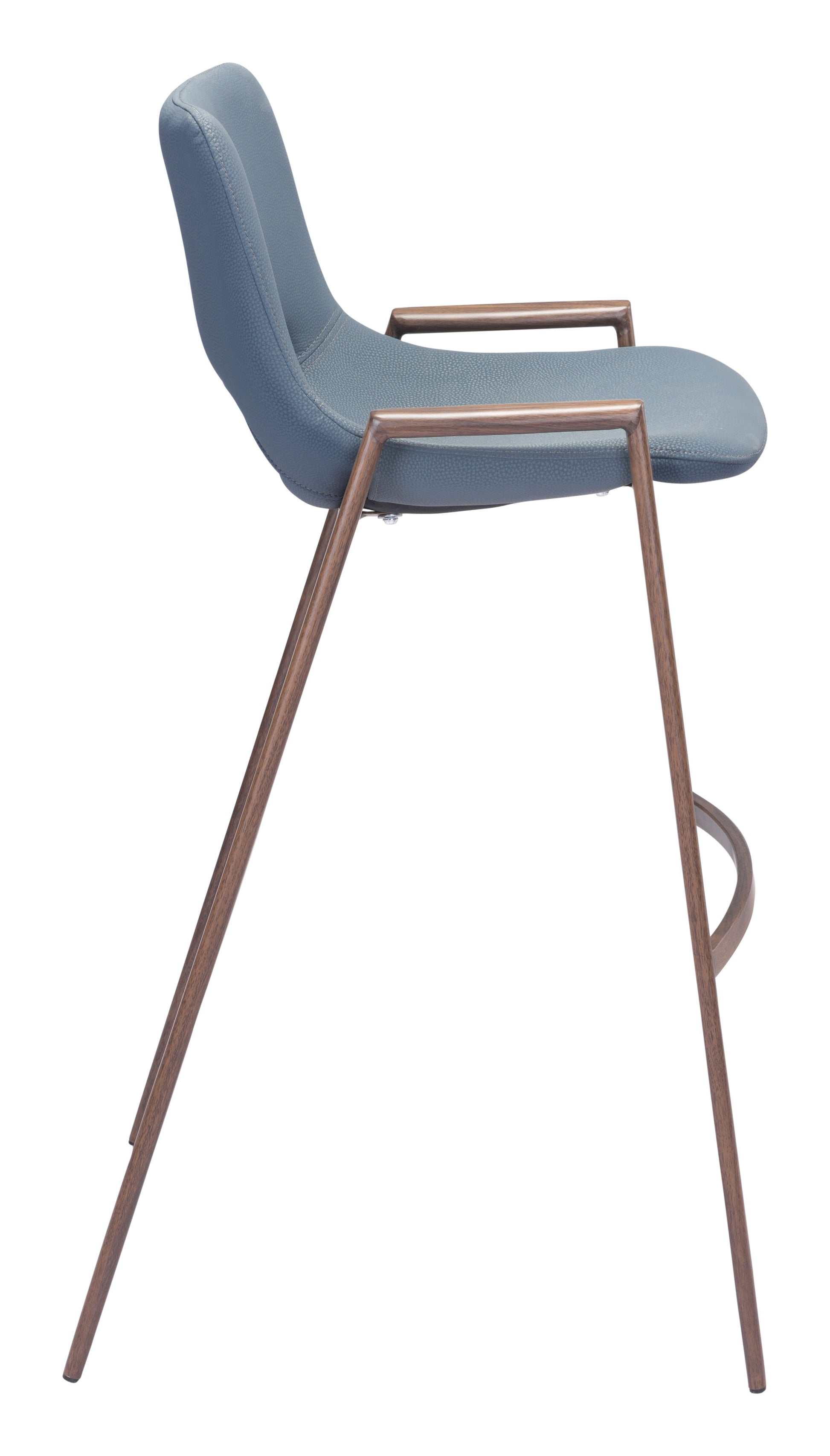 Desi Barstool (Set of 2) Azure Gray & Walnut - Disselt Designs