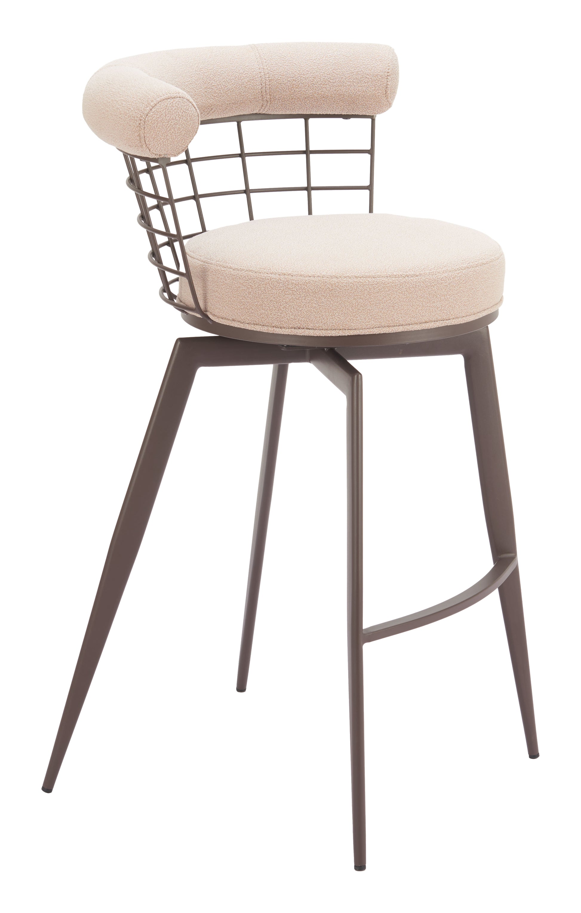 Saku Swivel Barstool Beige & Brown - Disselt Designs